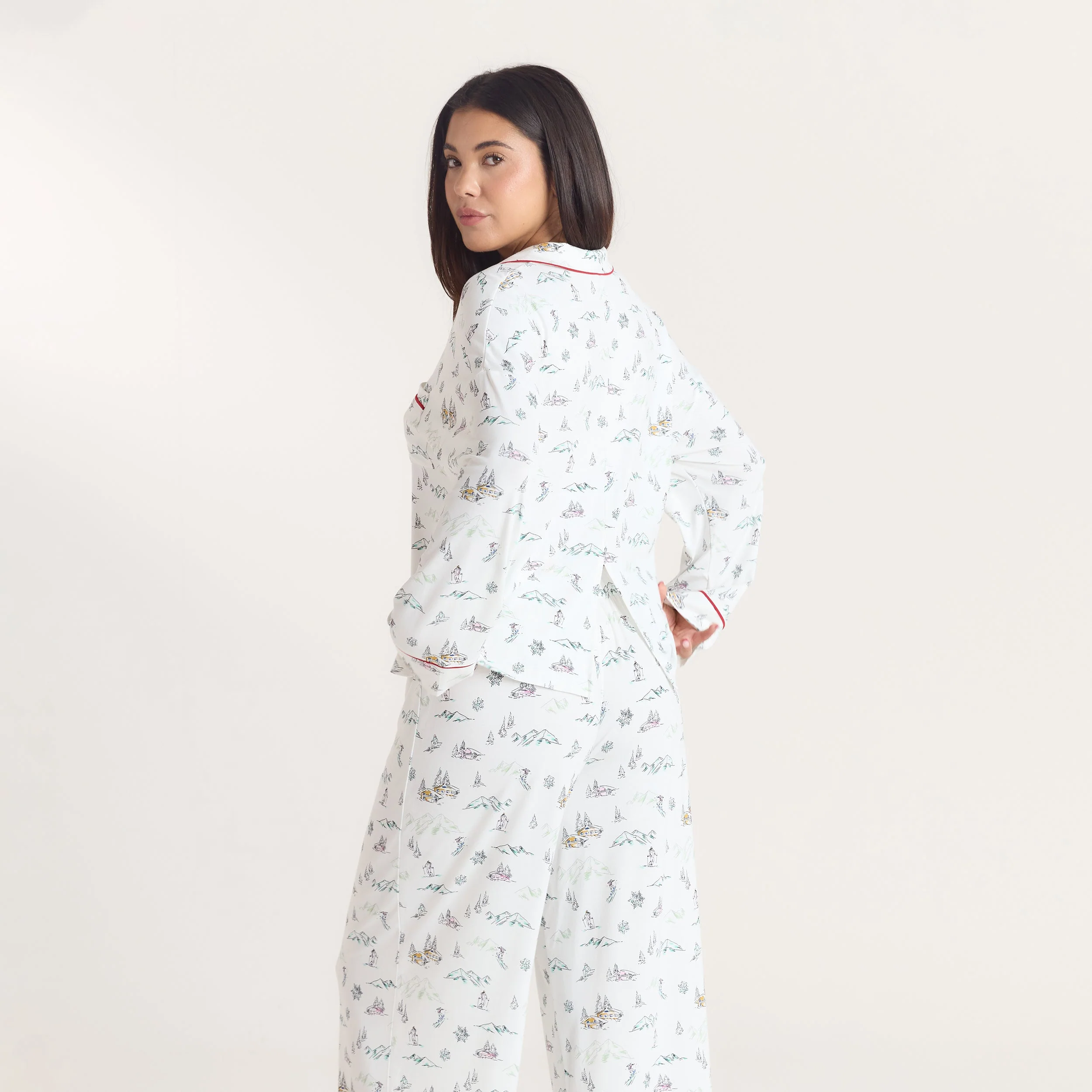Alpine Dreams Pyjama Shirt - Ski Print - Image 5