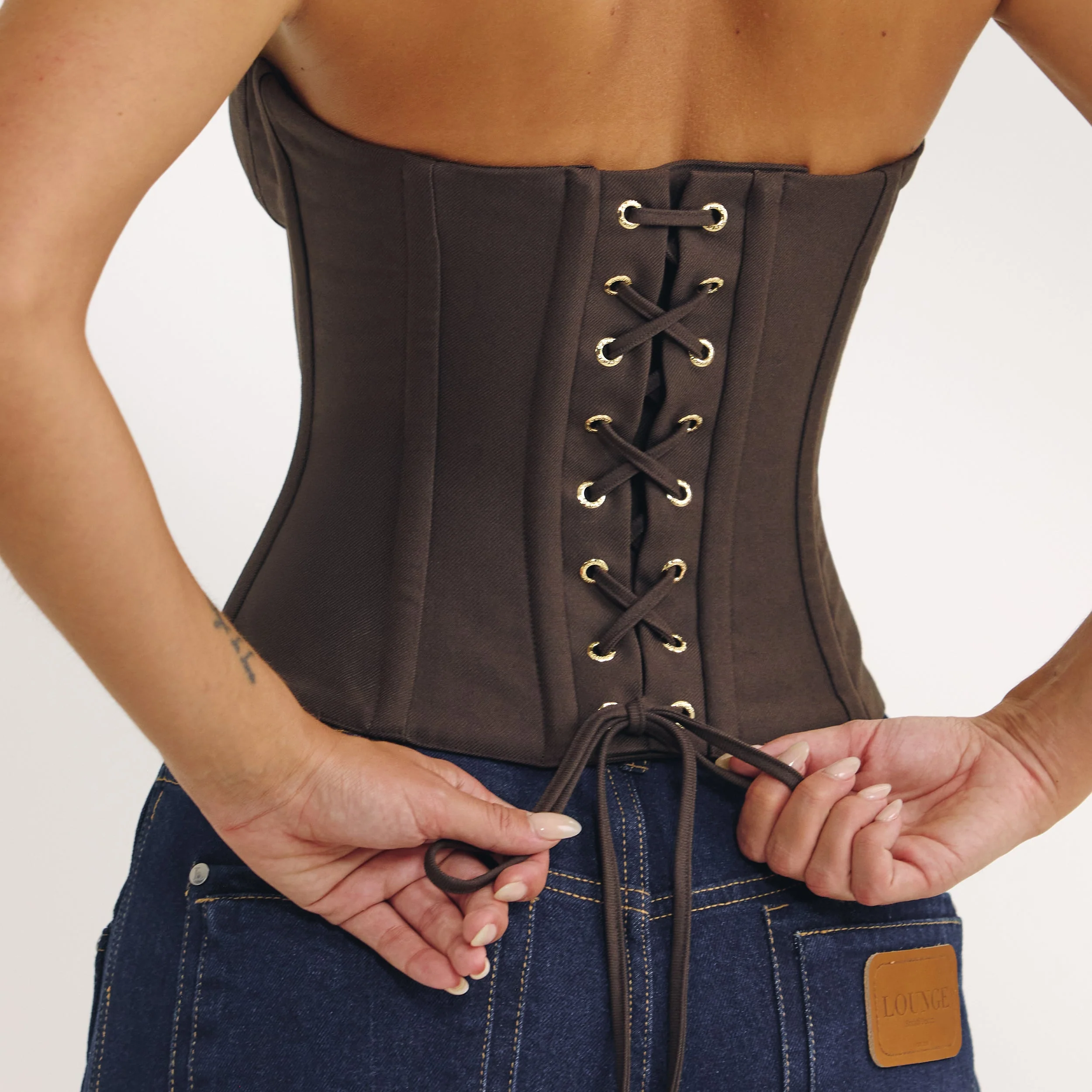 Bandeau Corset Top - Dark Brown - Image 2