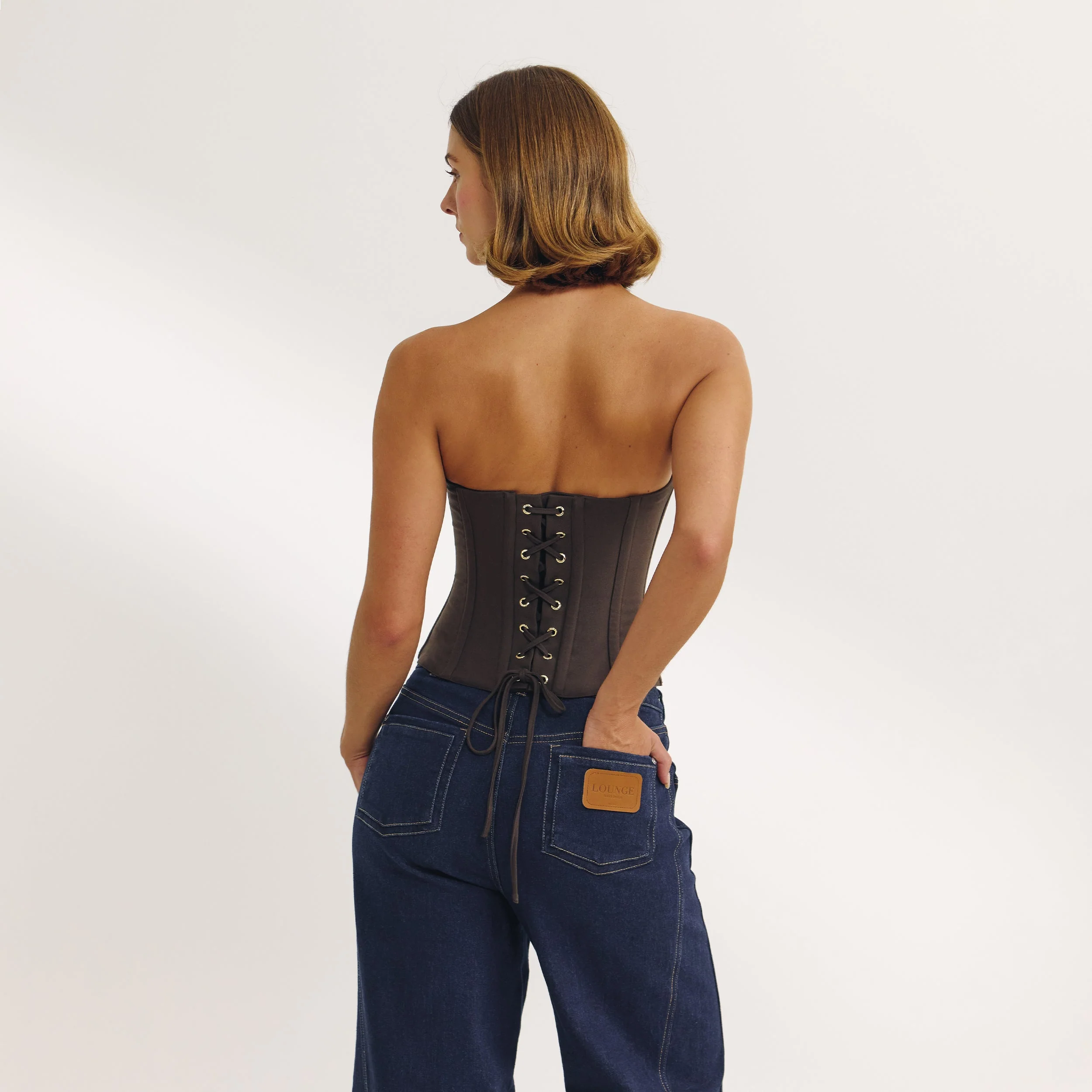 Bandeau Corset Top - Dark Brown - Image 4