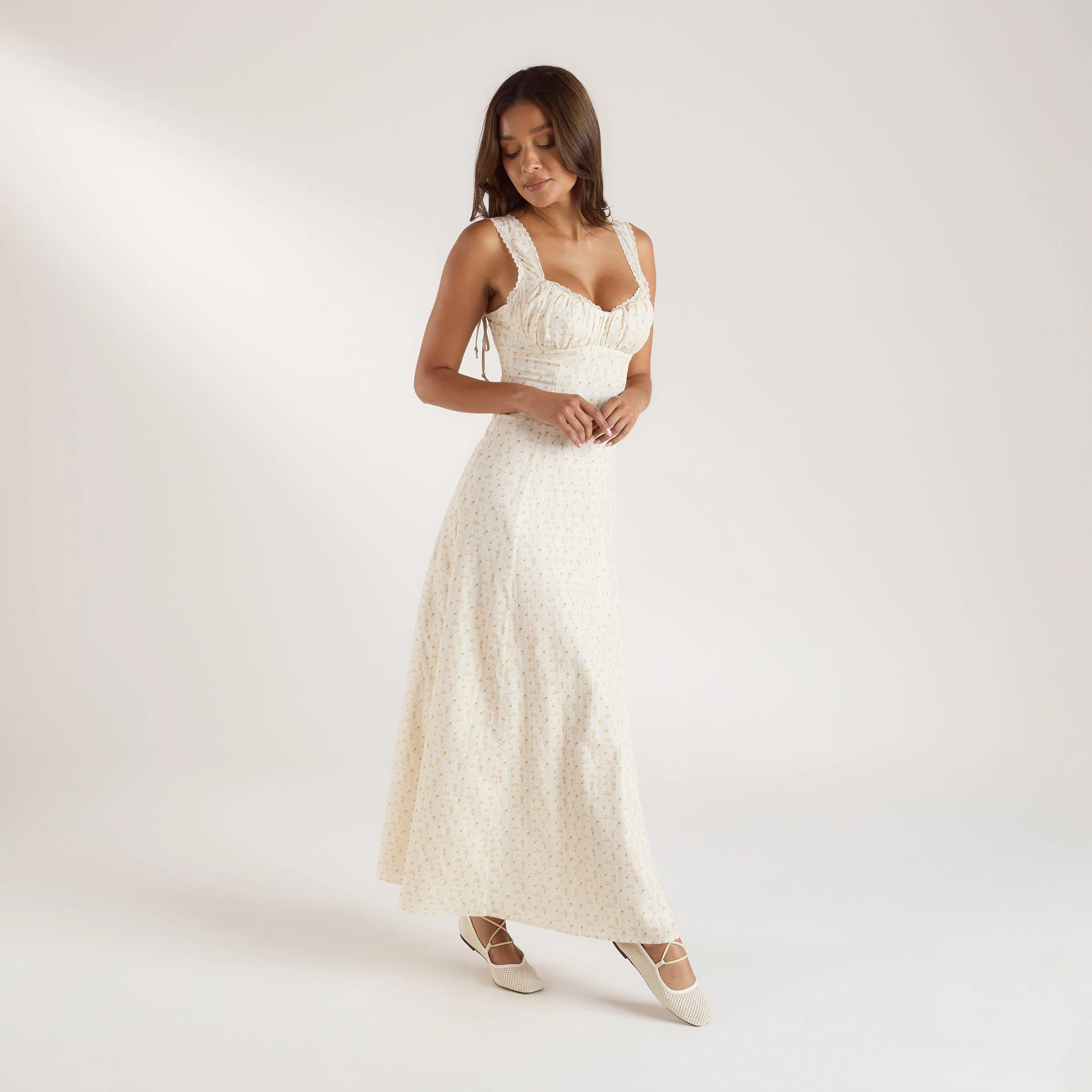 Corset Back Maxi Dress - Peach Floral - Image 5