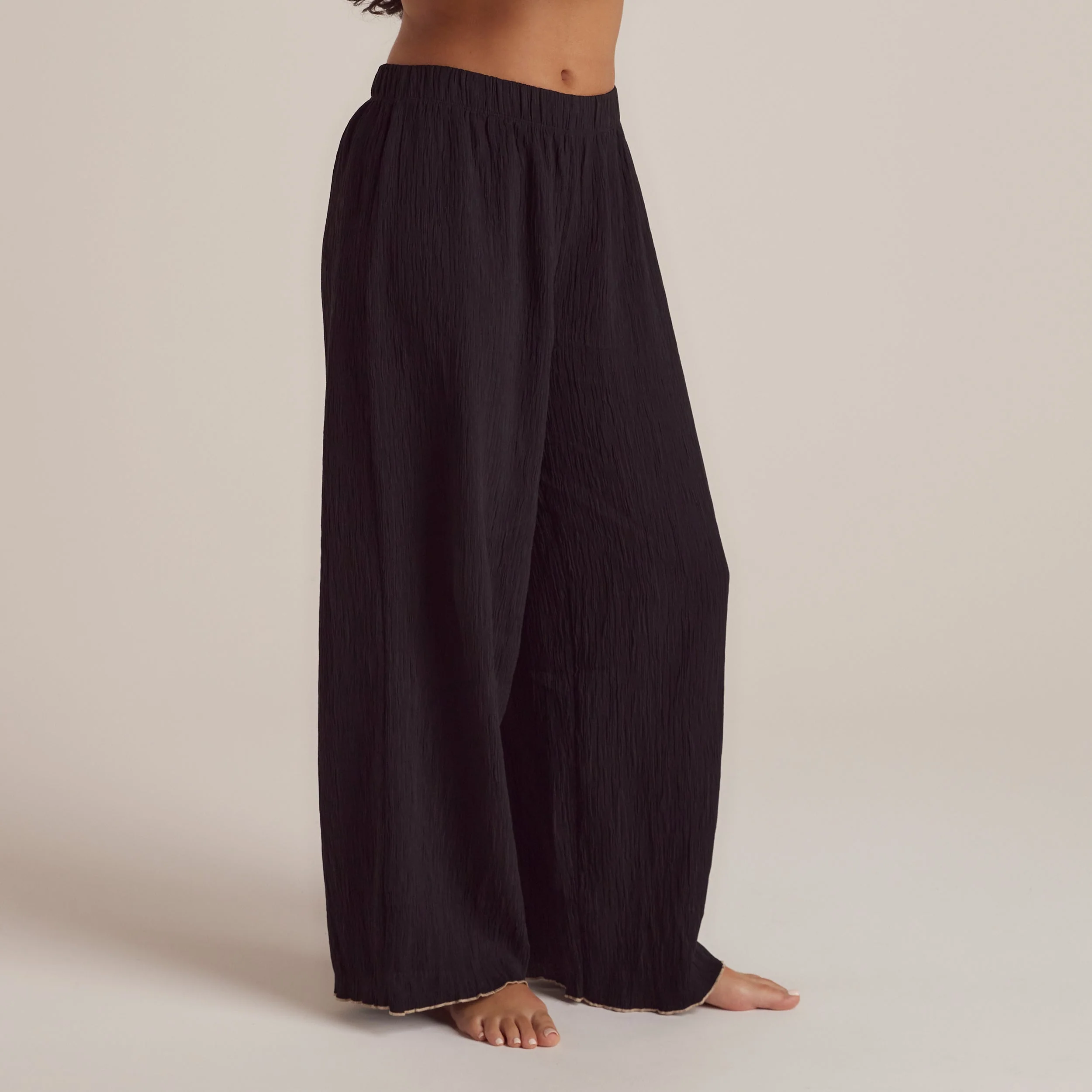 Crinkle Pyjama Bottoms - Black - Image 10