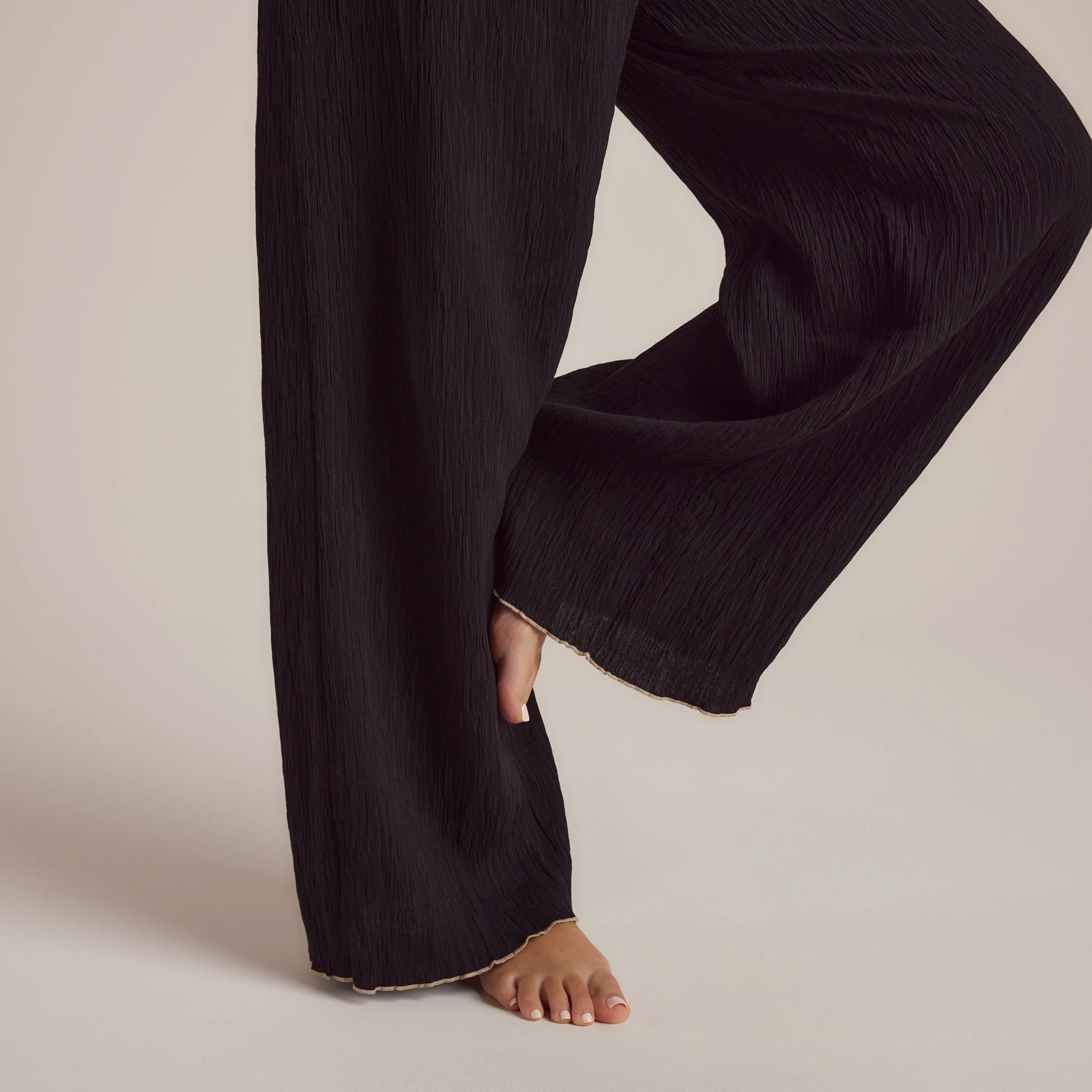 Crinkle Pyjama Bottoms - Black - Image 11