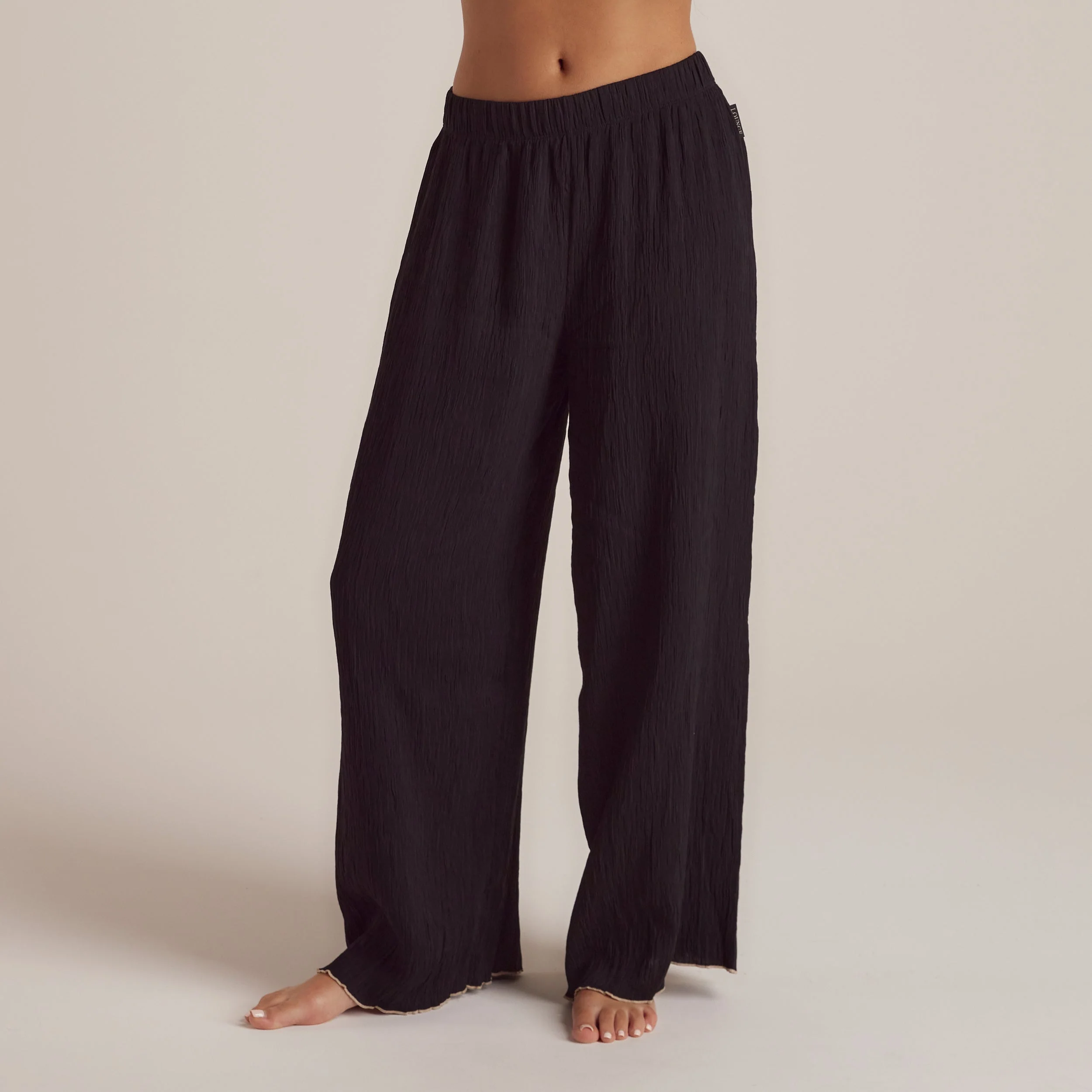 Crinkle Pyjama Bottoms - Black - Image 7