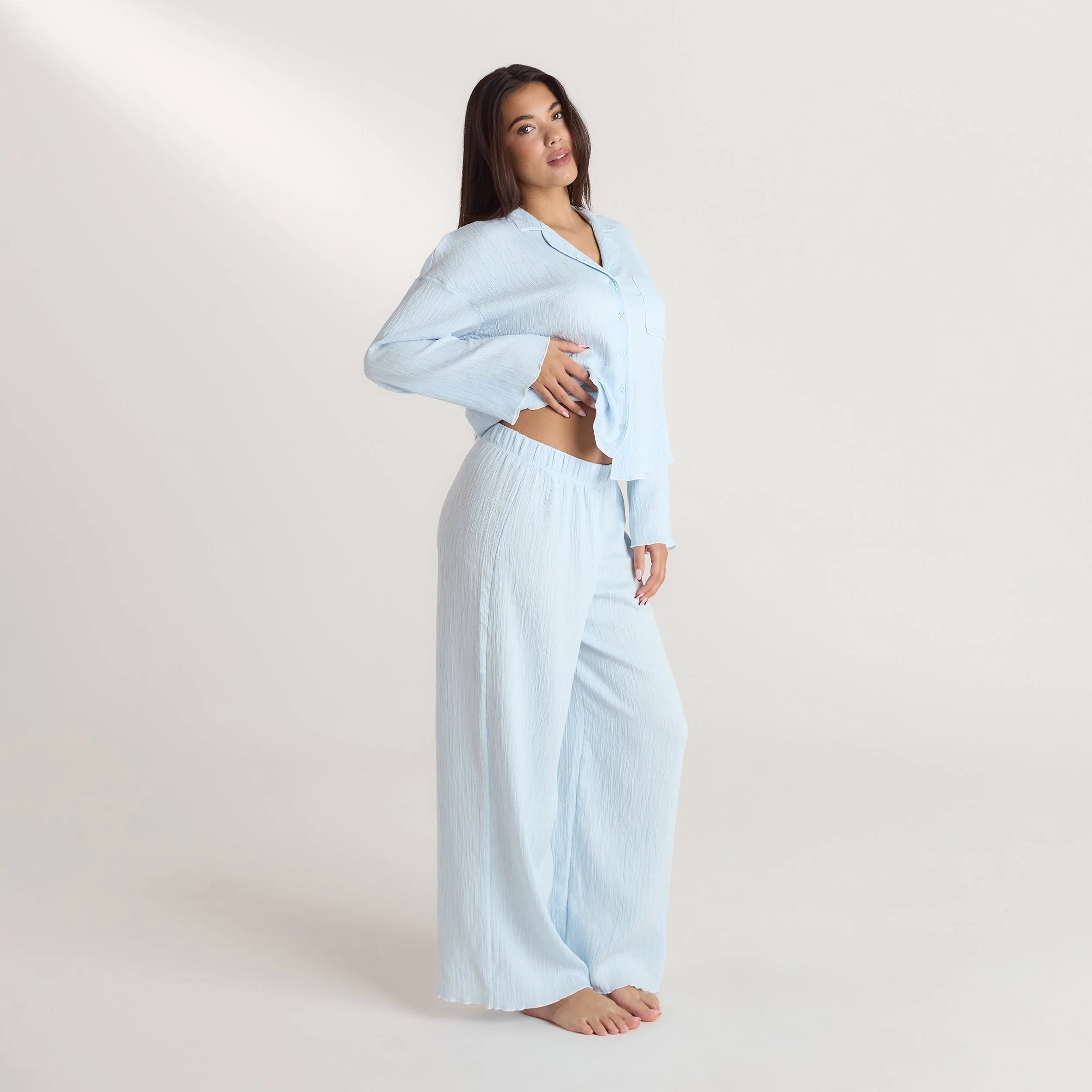 Crinkle Pyjama Bottoms - Blue - Image 3