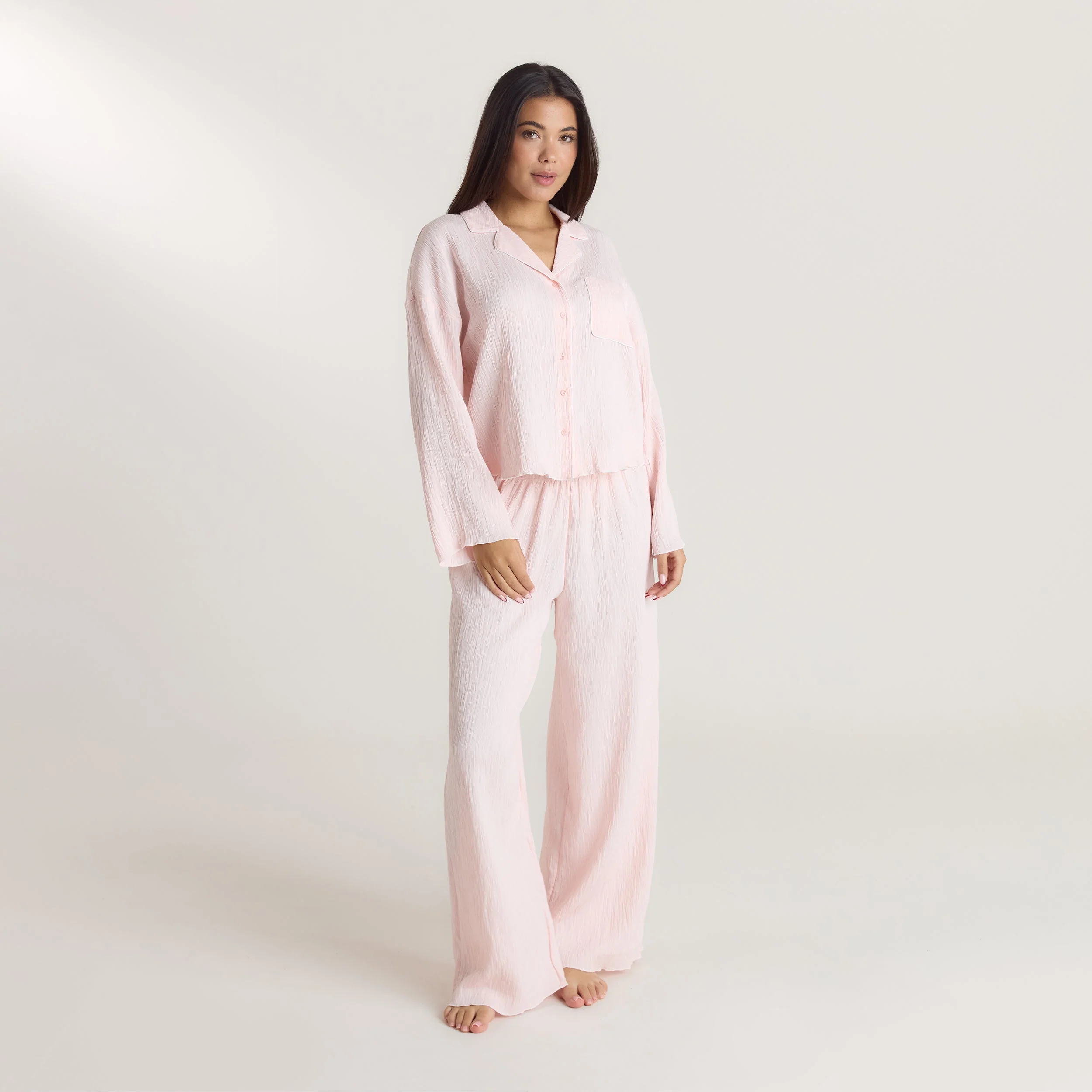 Crinkle Pyjama Bottoms - Pink - Image 3