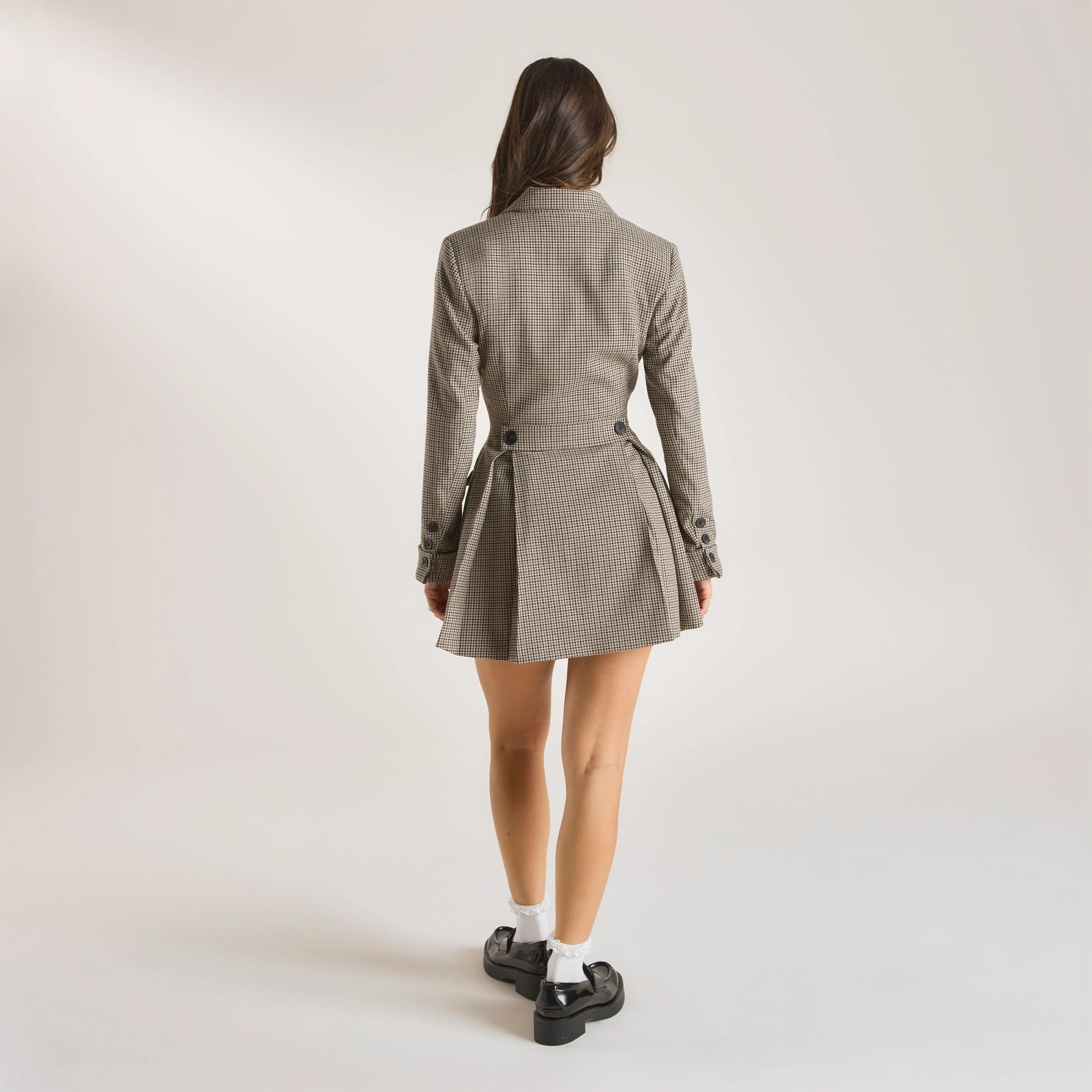 Houndstooth Blazer Dress - Brown - Image 2