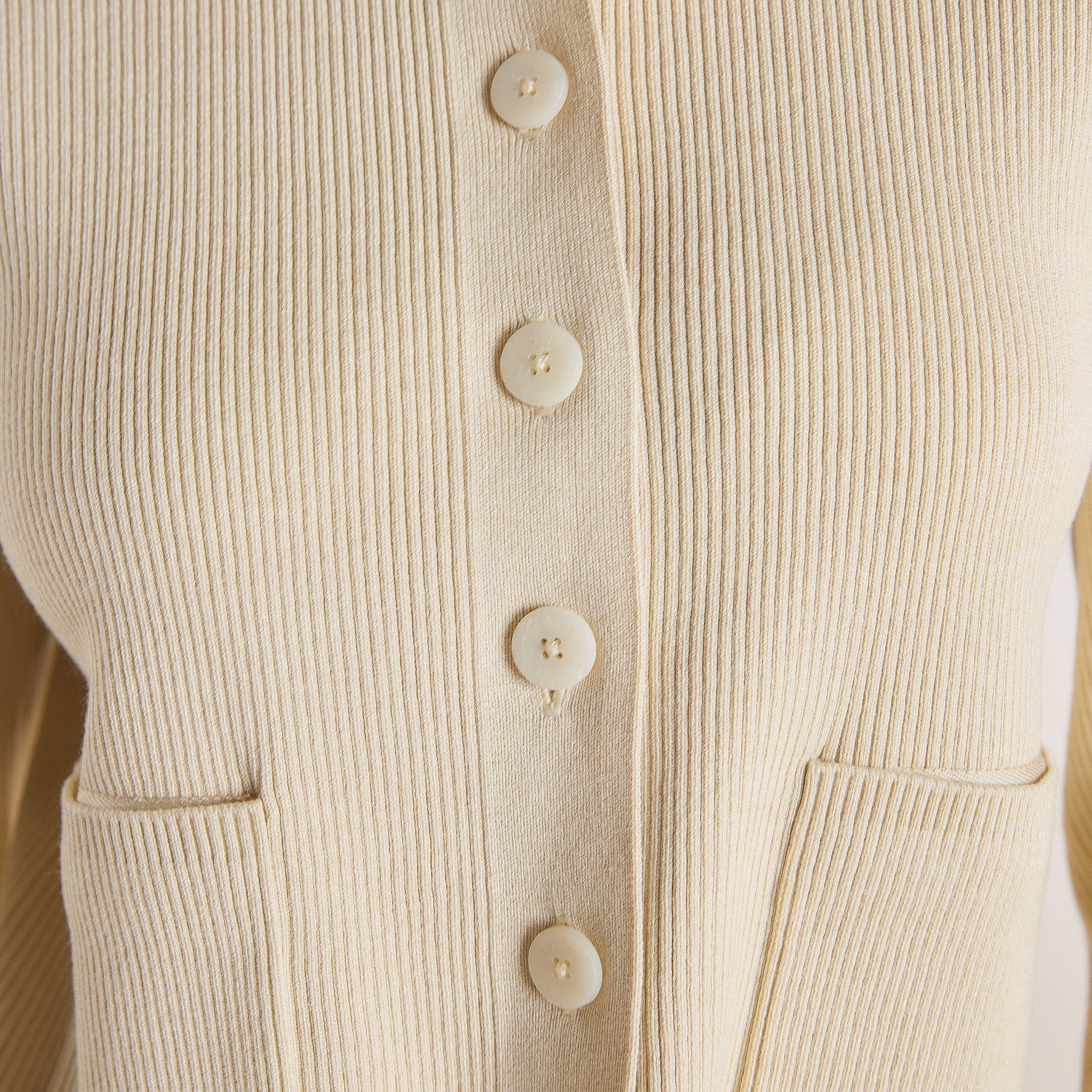 Knitted Oversized Shirt - Cream - Image 6