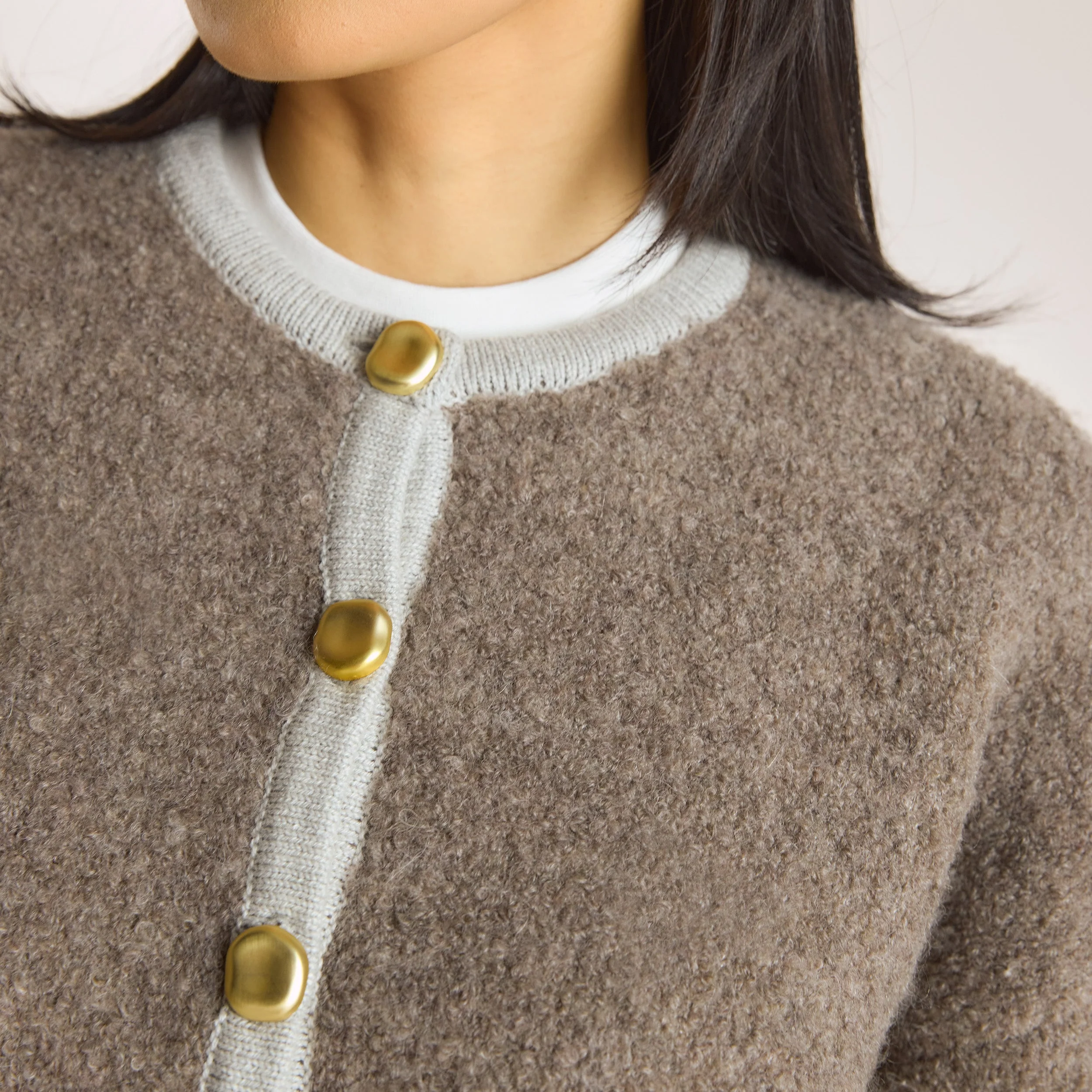 Knitted Wool Blend Jacket - Truffle - Image 6