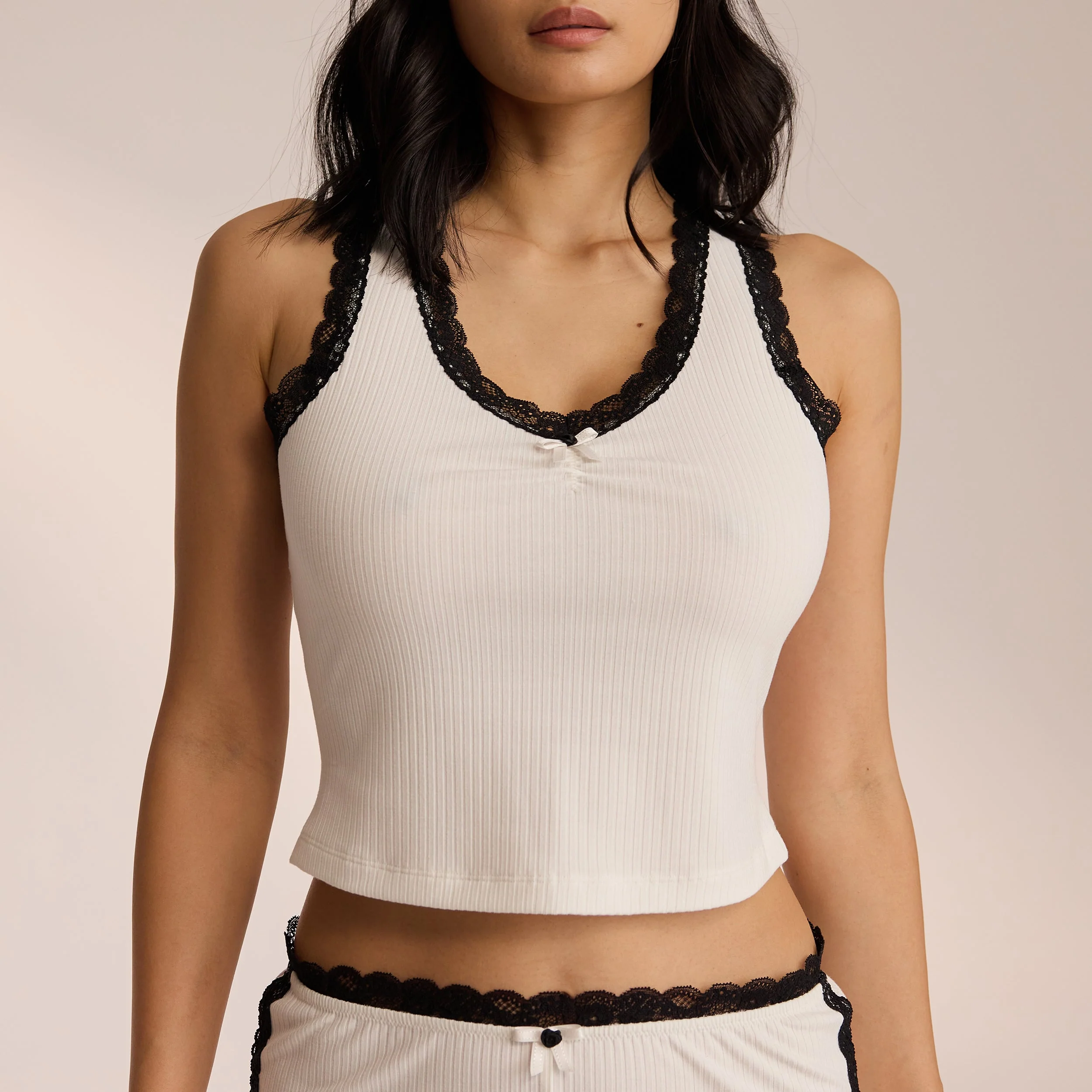 Lace Vest Pyjama Top - White - Image 5
