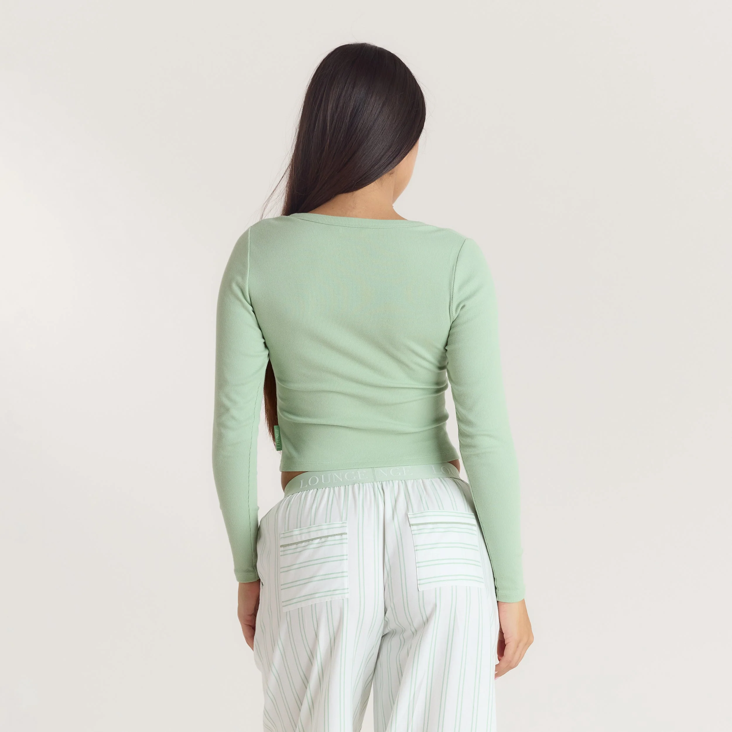 Mistletoe Henley Pyjama Top - Sage - Image 2