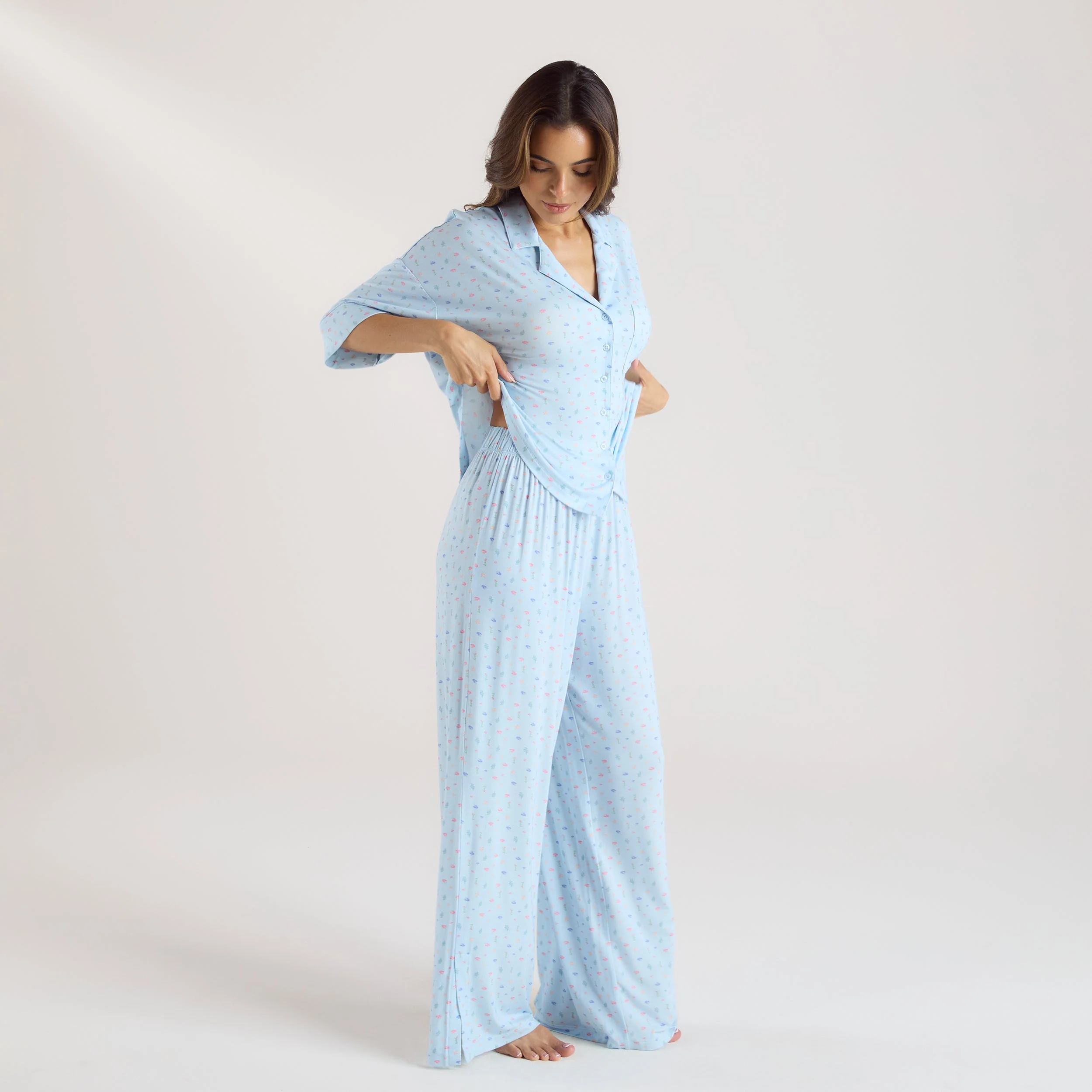 Modal Pyjama Bottoms - Blue Floral - Image 3