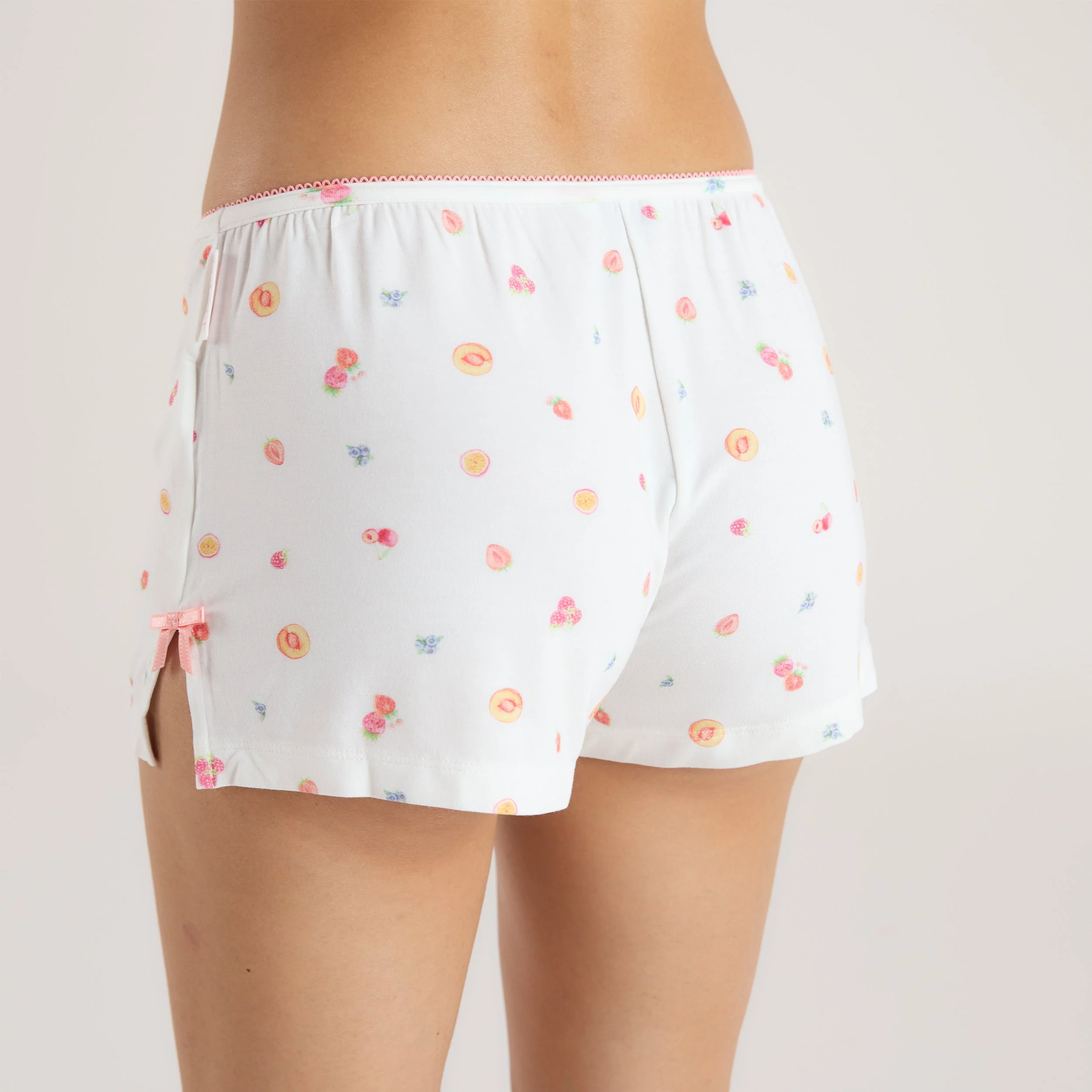 Modal Pyjama Shorts - White Fruits - Image 6