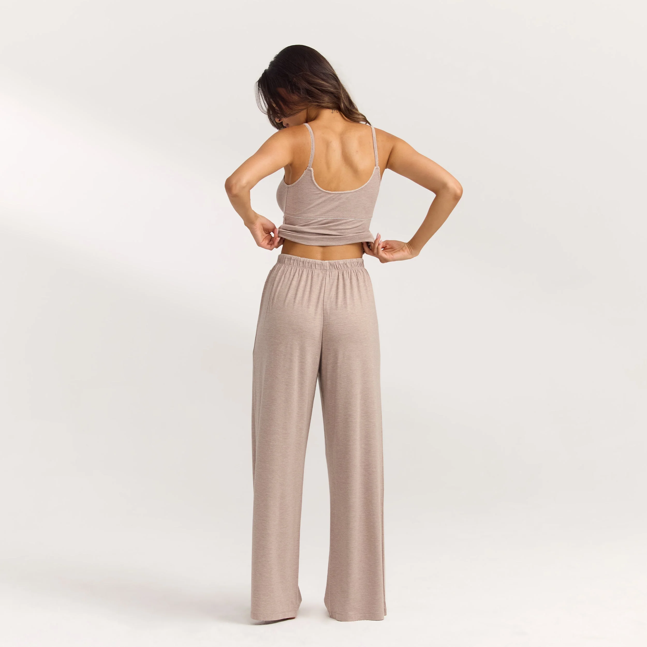 Modal Straight-Leg Pyjama Bottoms - Brown Marl - Image 3