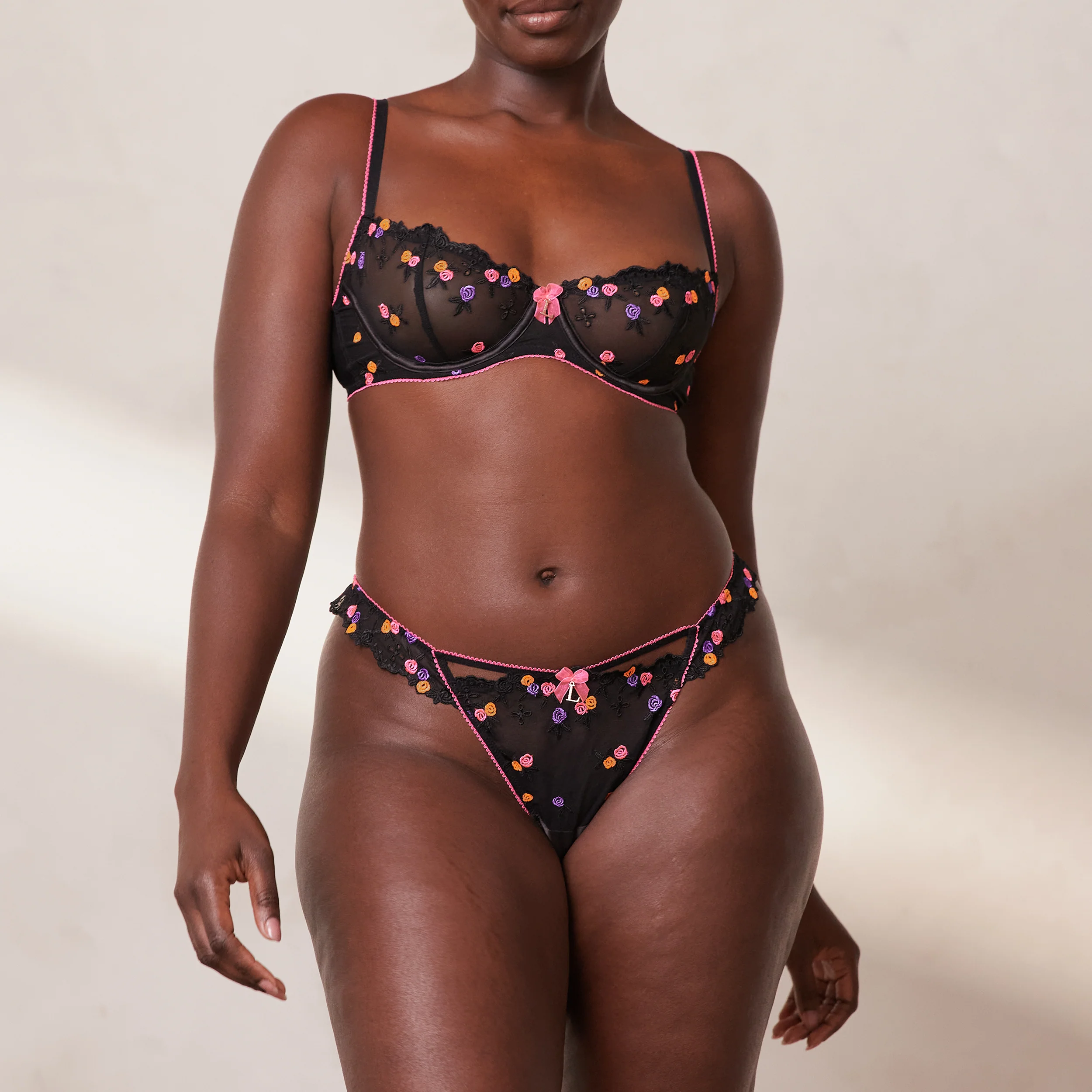 Neon Balcony Bra - Black - Image 9