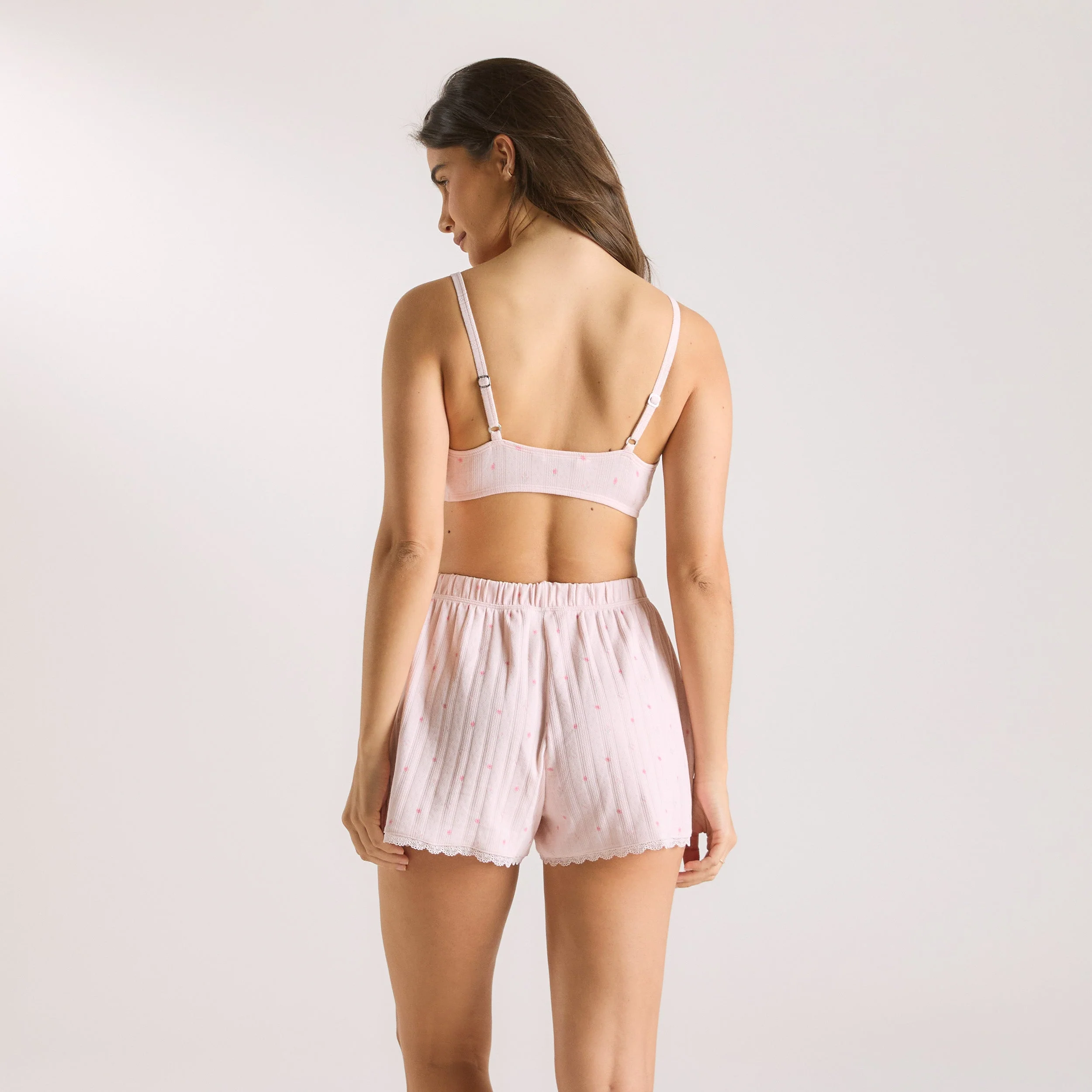 Pointelle Bralette - Pink Floral - Image 2