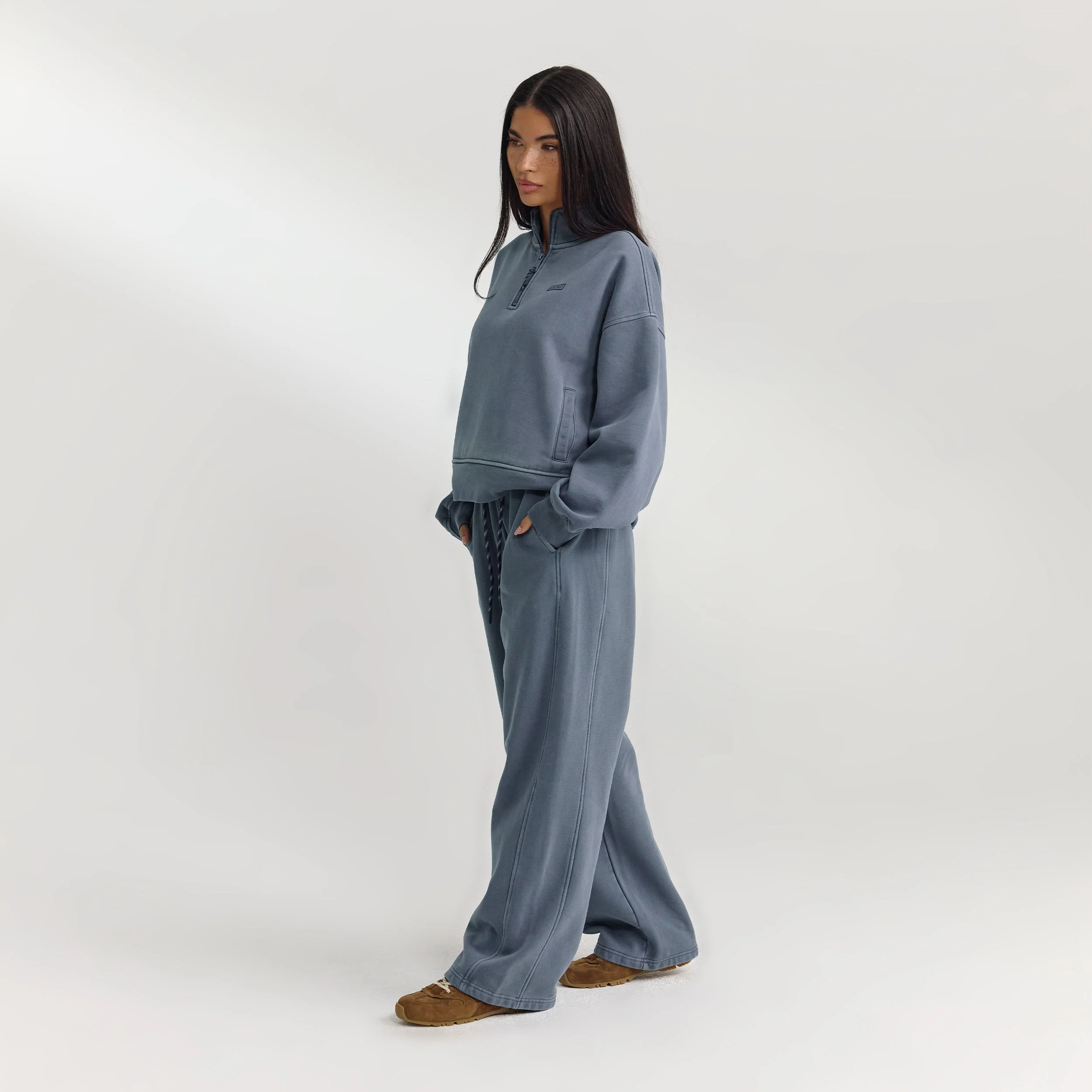 Quarter-Zip Jumper - Washed Blue - Image 3