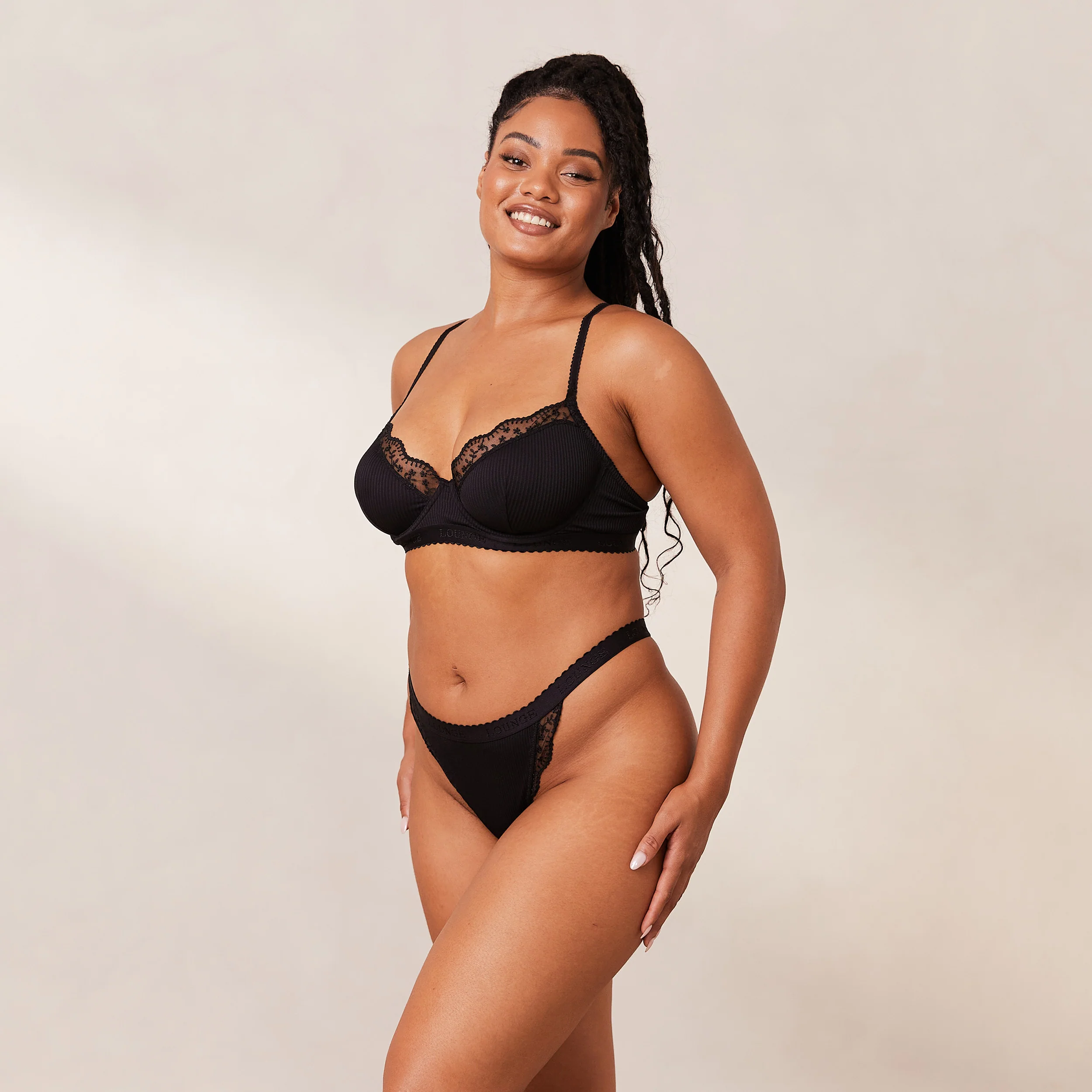 Ribbed Balcony Bra  - Black - Image 11