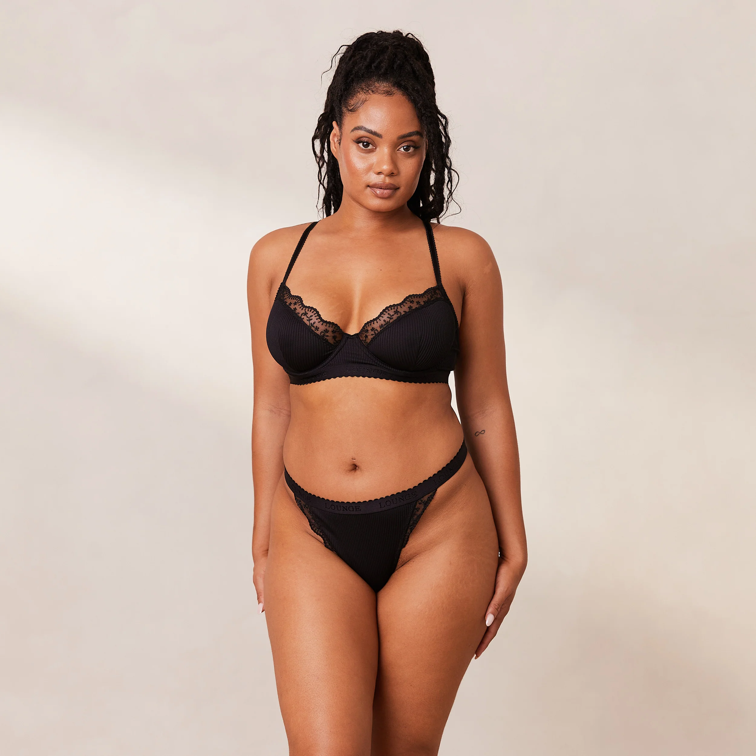 Ribbed Balcony Bra  - Black - Image 19