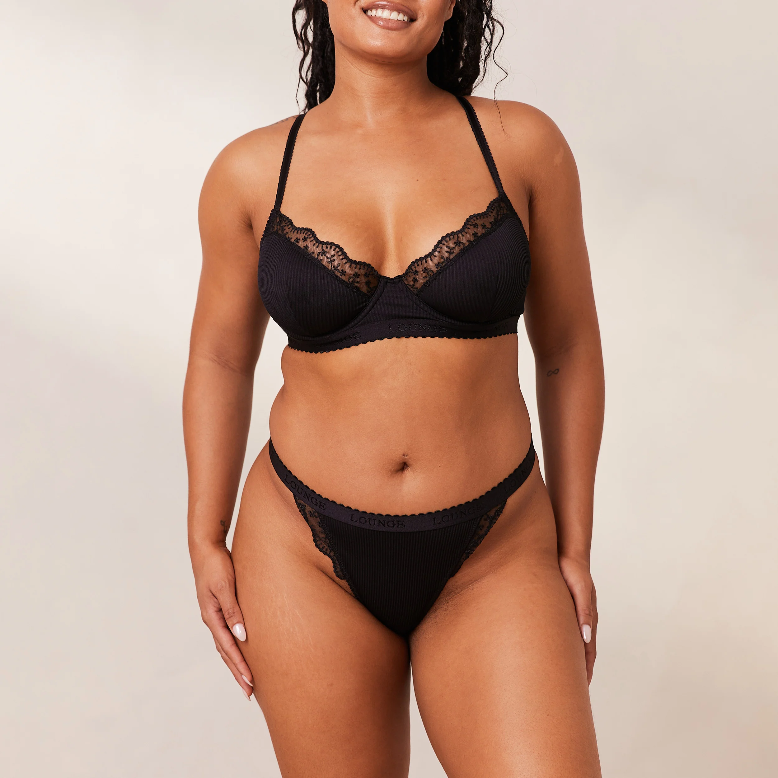 Ribbed Balcony Bra  - Black - Image 21