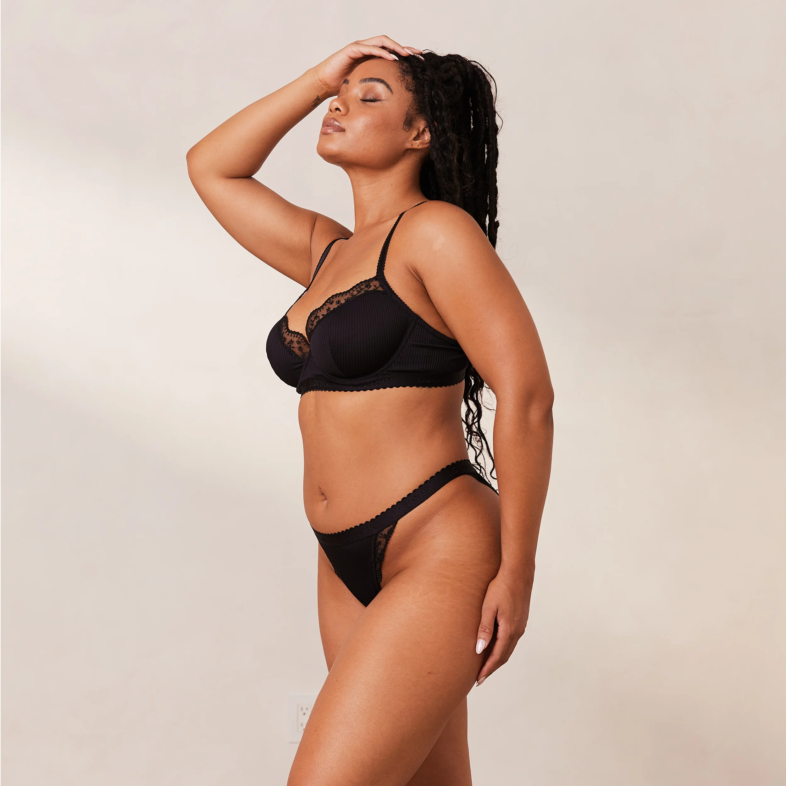 Ribbed Balcony Bra  - Black - Image 23