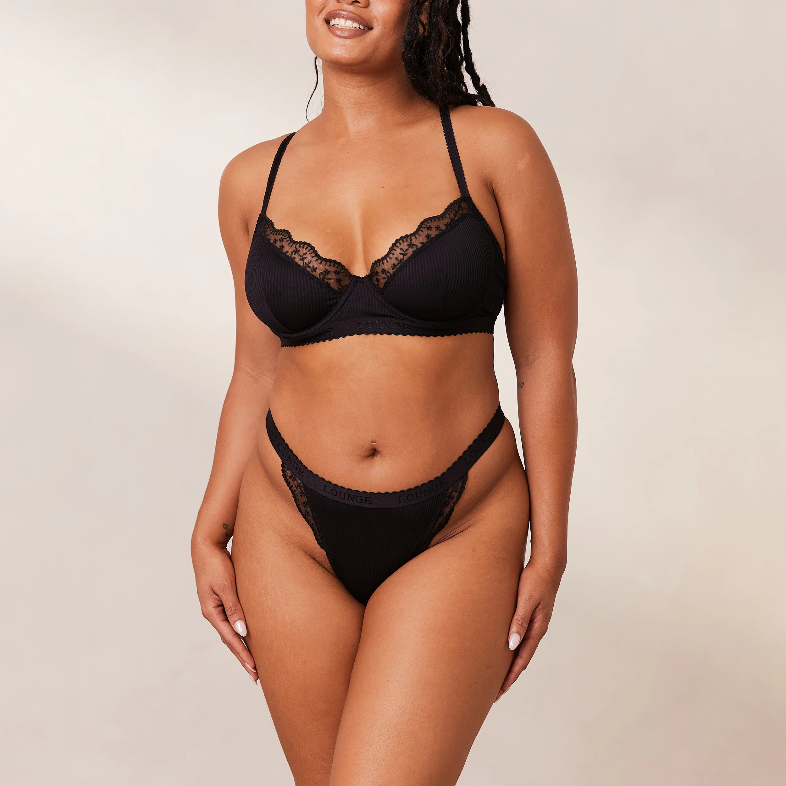 Ribbed Balcony Bra  - Black - Image 9