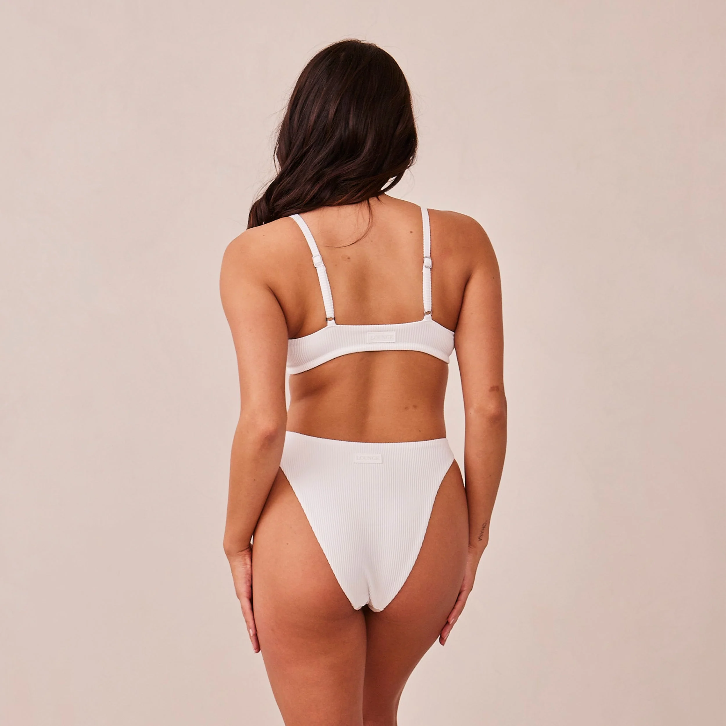 Ribbed Triangle Bra - White - Image 14