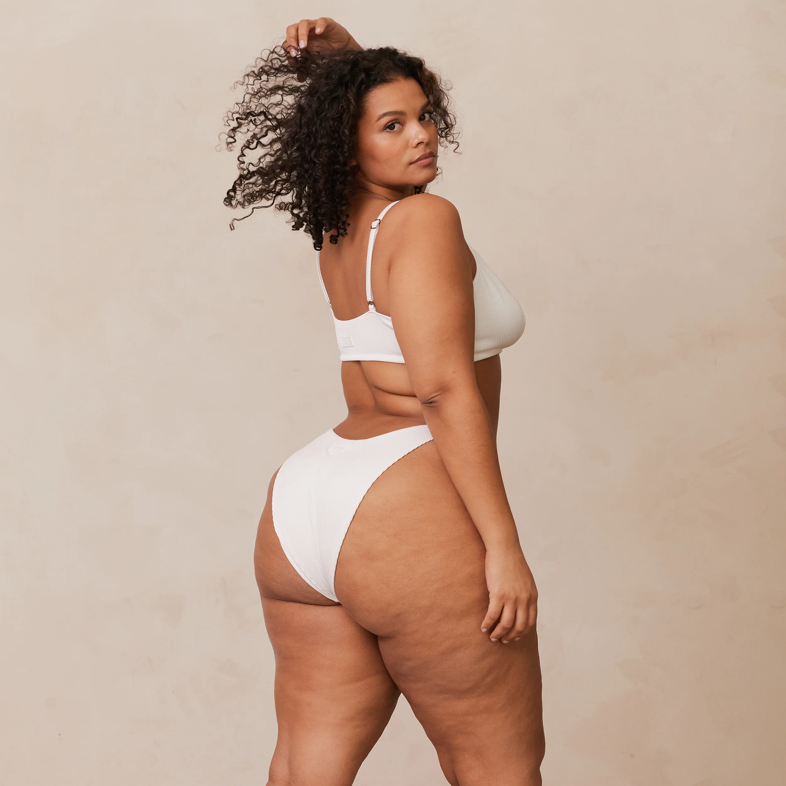 Ribbed Triangle Bra - White - Image 20