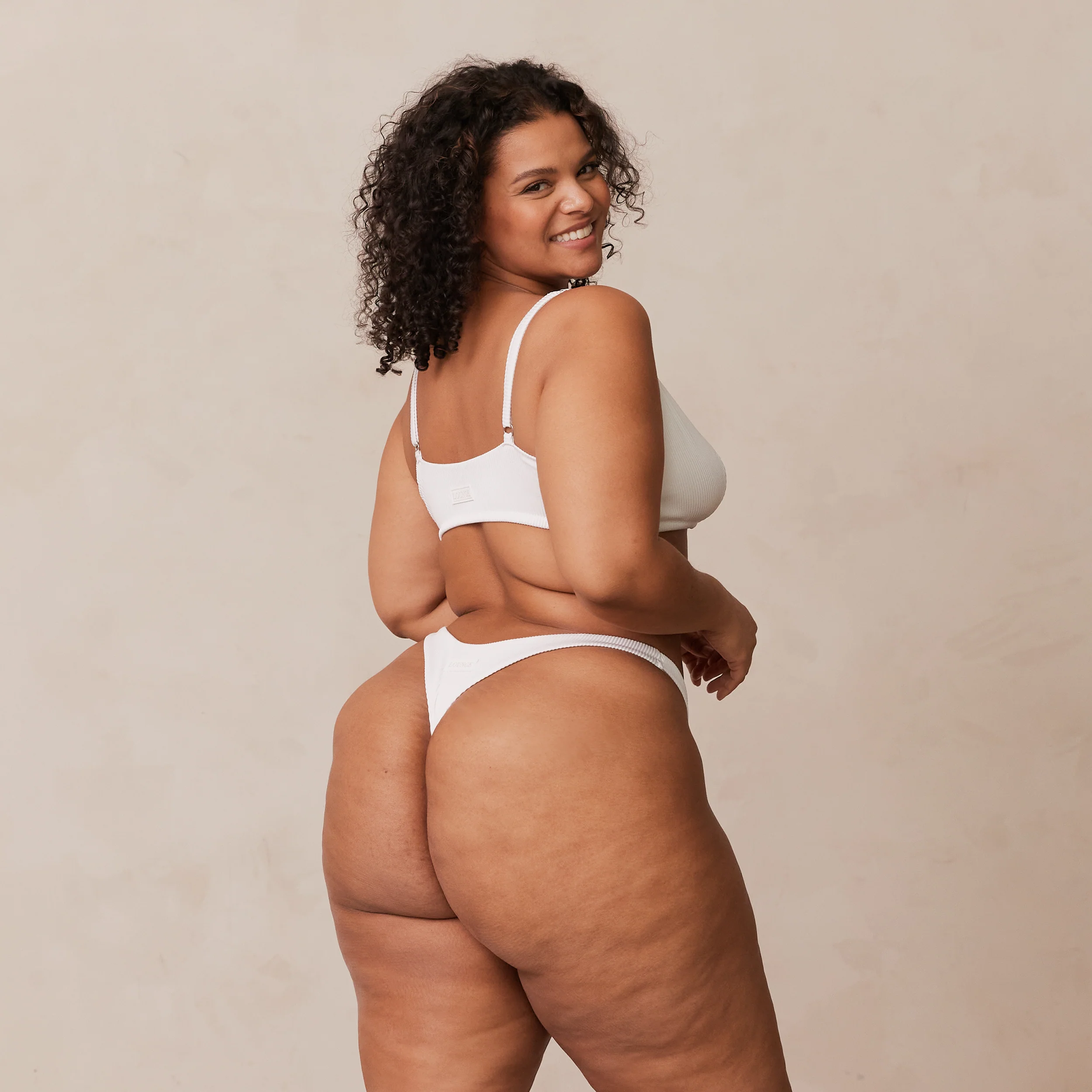 Ribbed Triangle Bra - White - Image 8