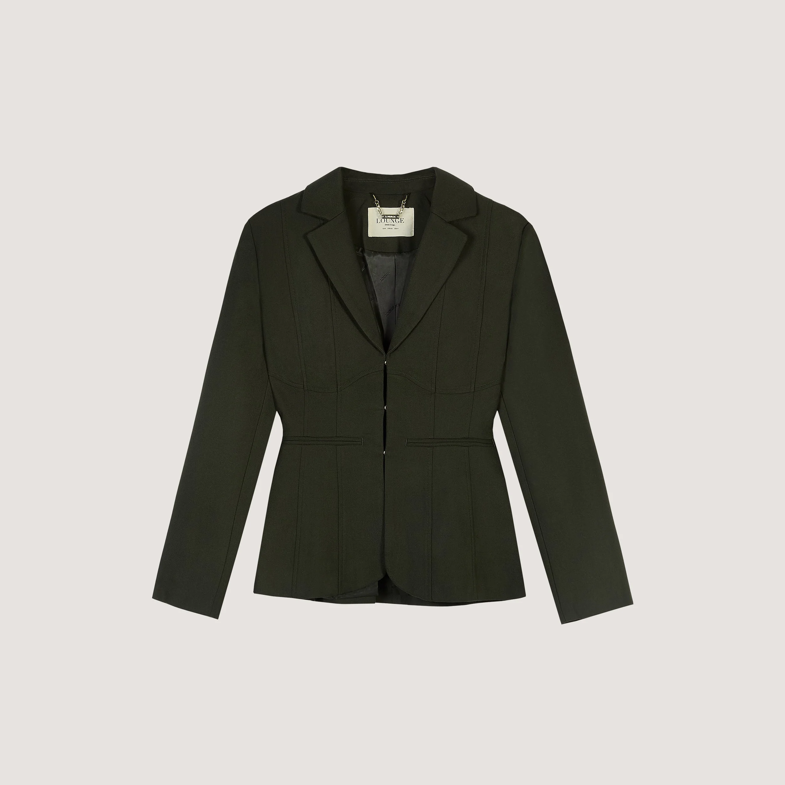 Seam Detail Fitted Blazer - Dark Green - Image 7