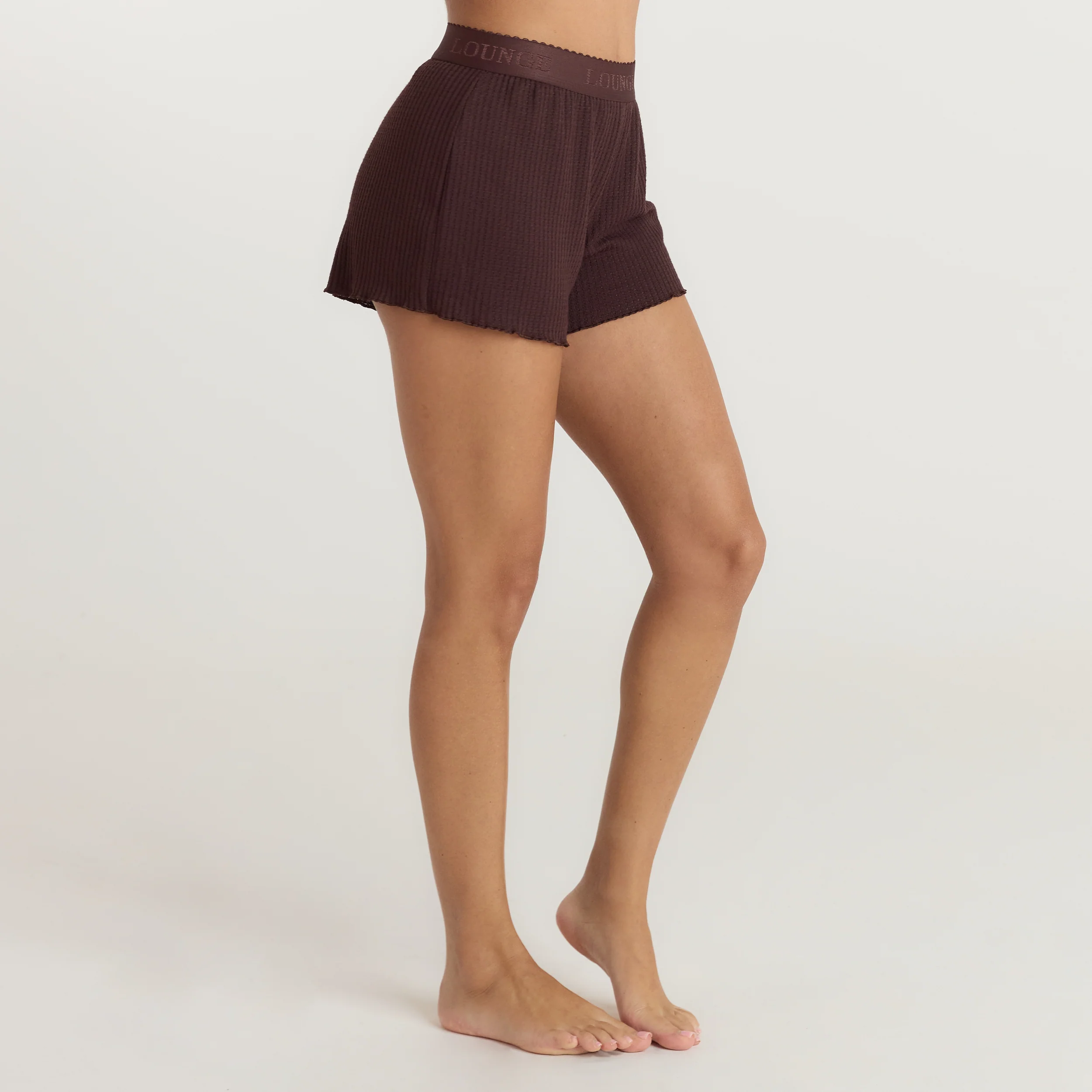 Soft Waffle Pyjama Shorts - Dark Chocolate - Image 4