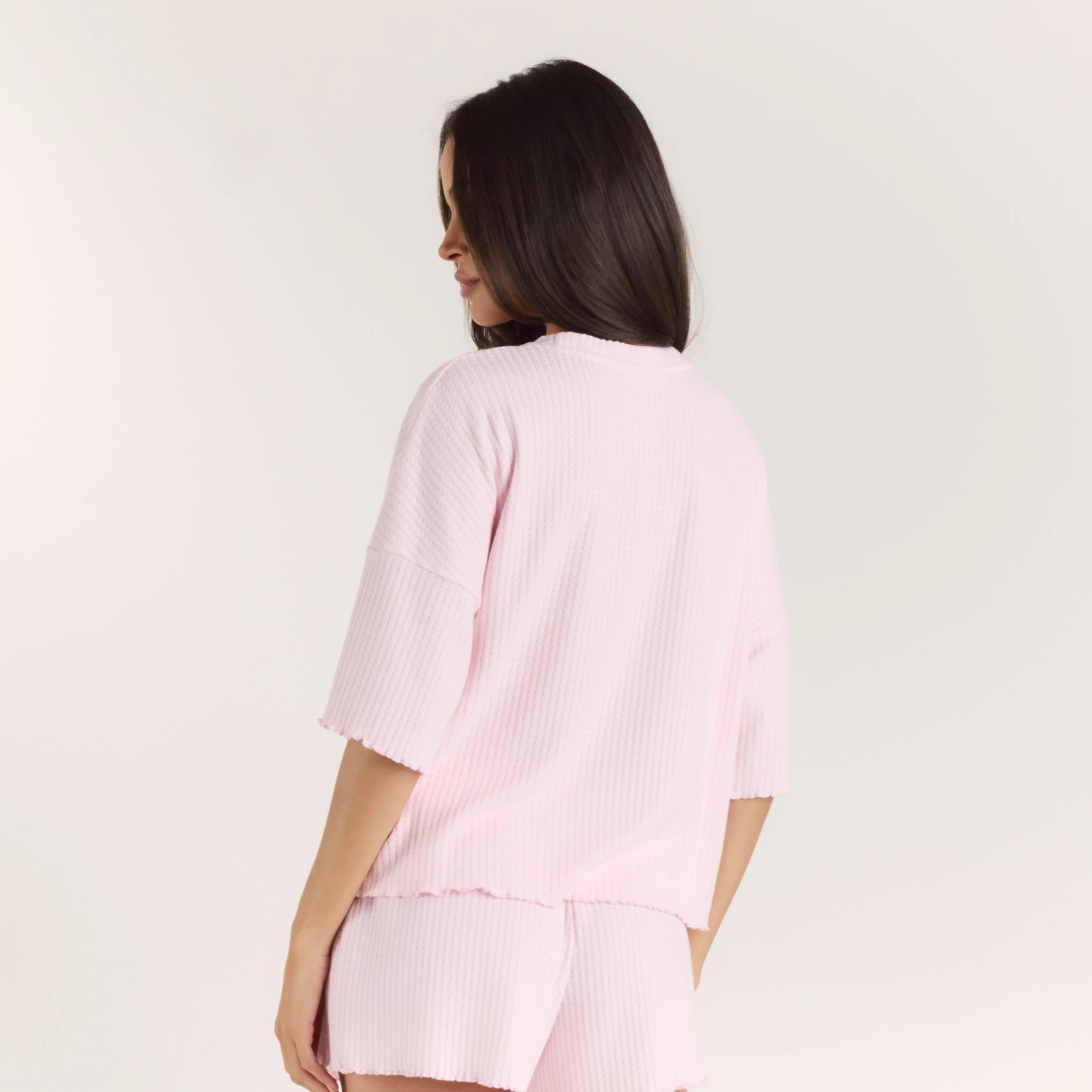 Soft Waffle Pyjama Top - Pink - Image 2