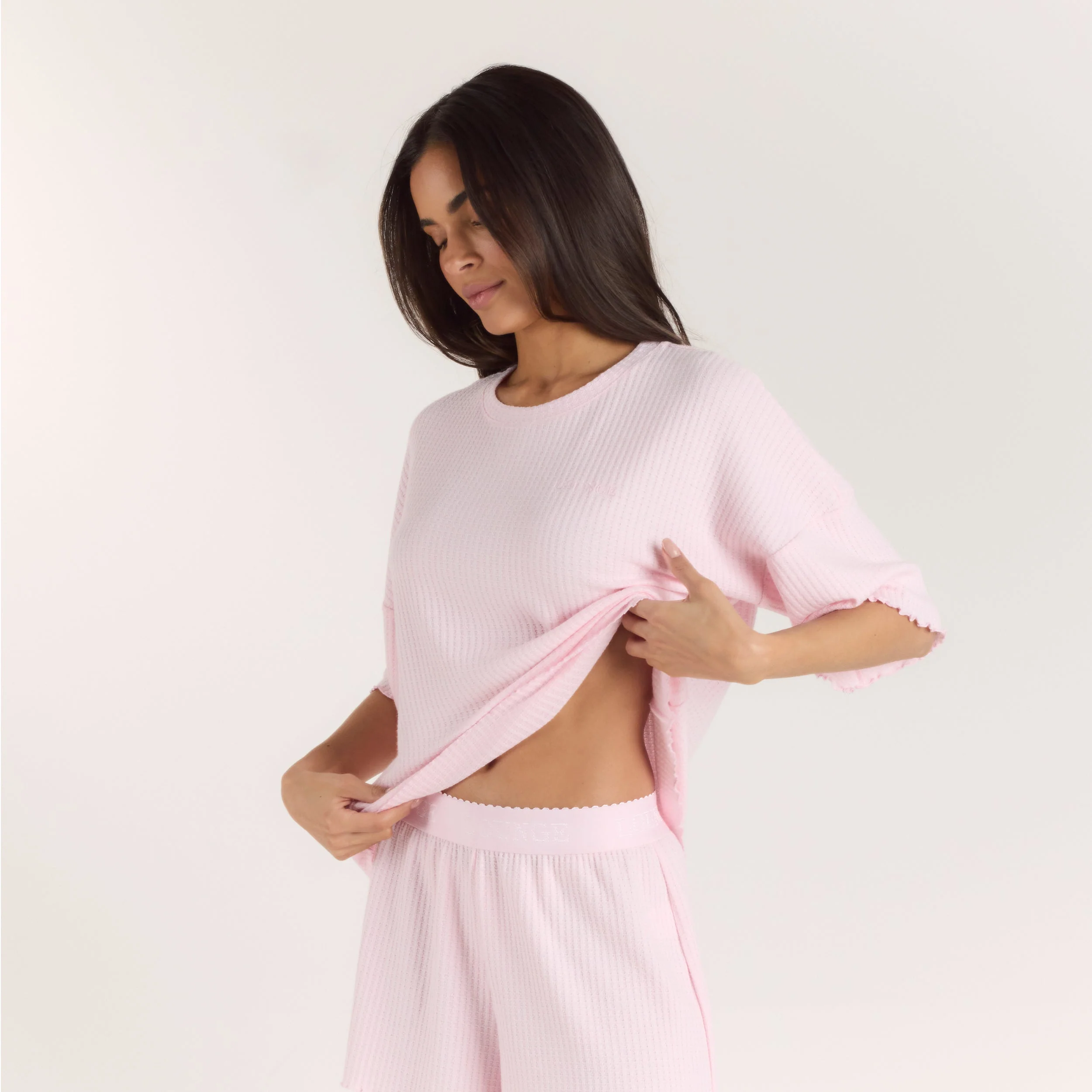 Soft Waffle Pyjama Top - Pink - Image 5