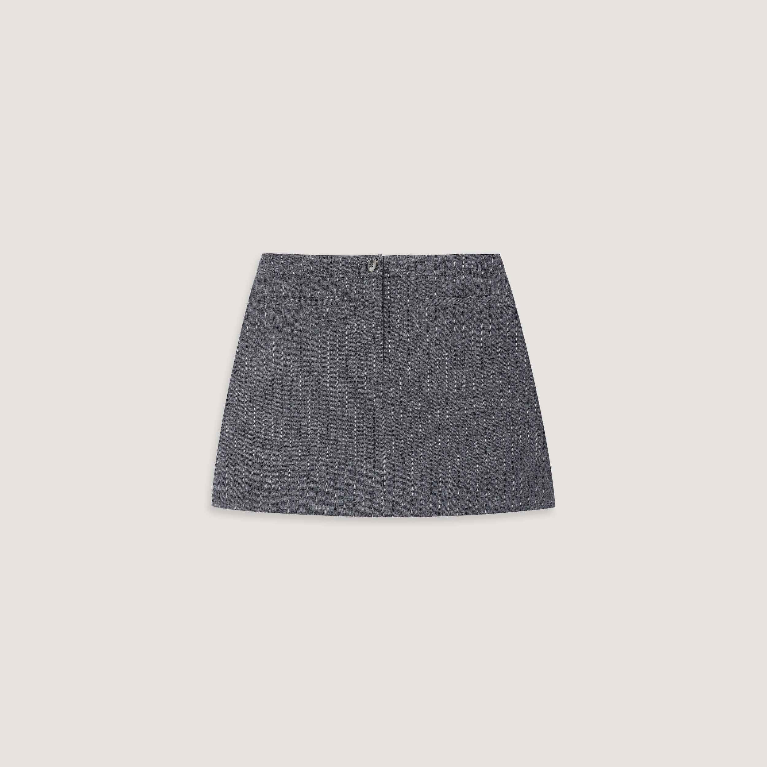 Structured Skirt - Grey Pinstripe - Image 7