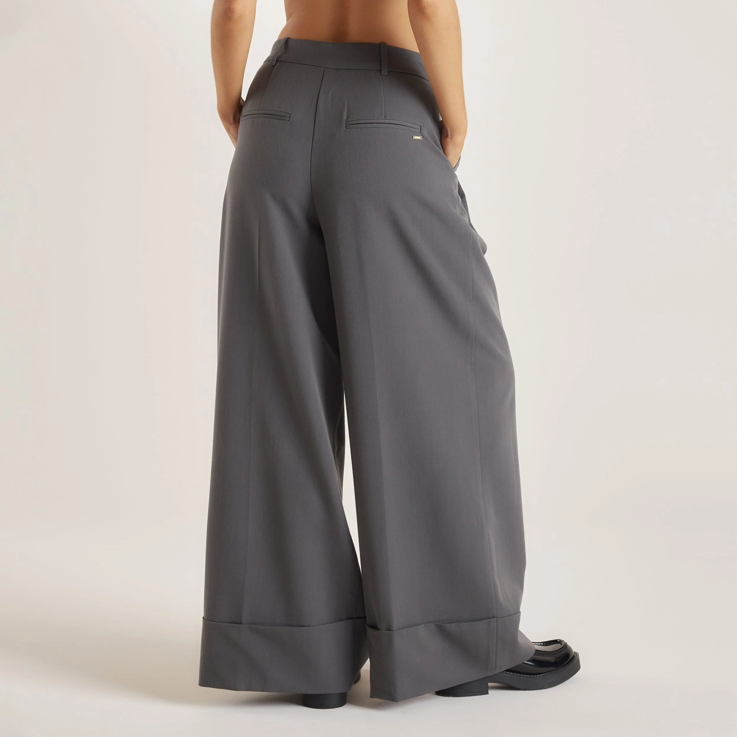 Tailored Turn-Up Trousers - Charcoal - Image 2