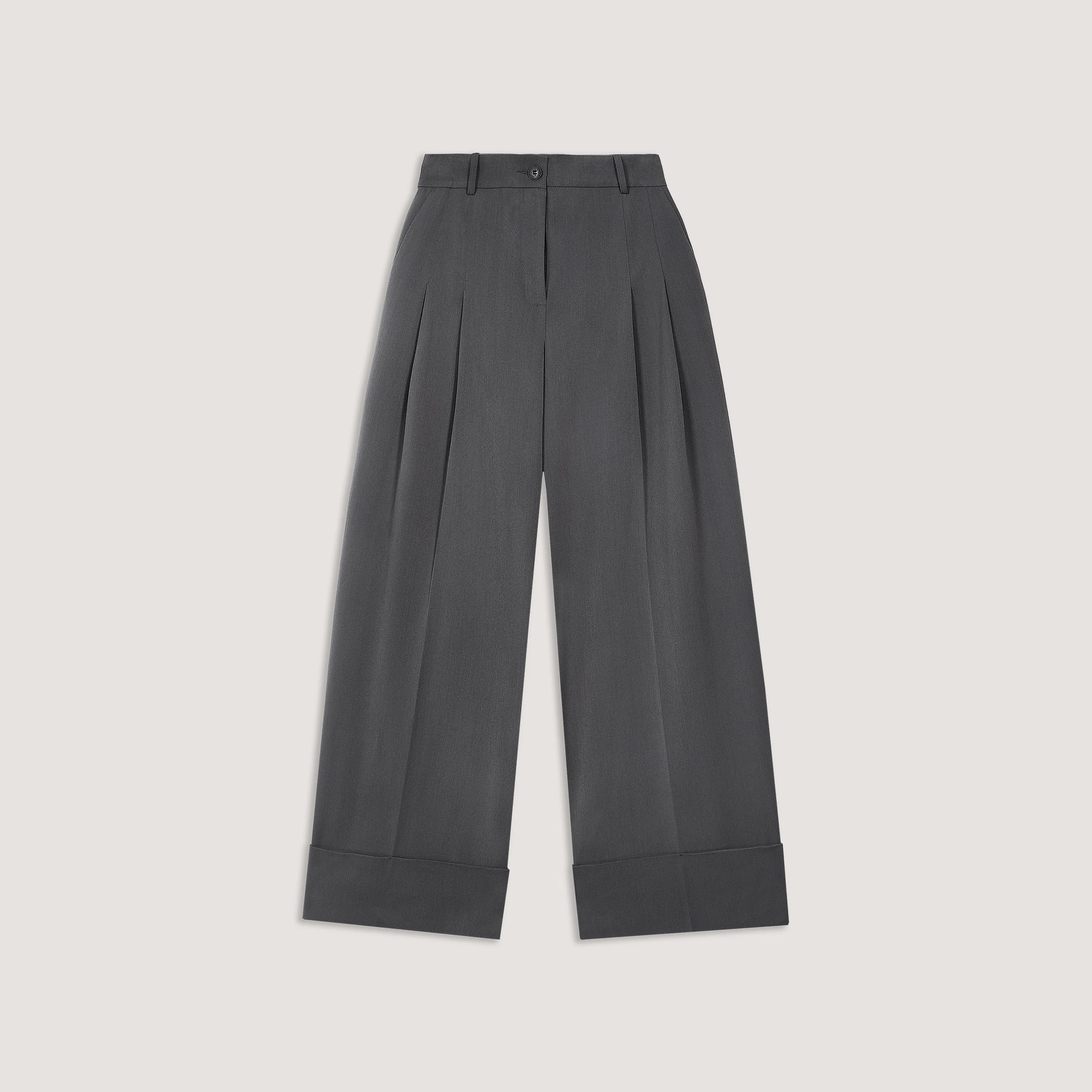 Tailored Turn-Up Trousers - Charcoal - Image 7