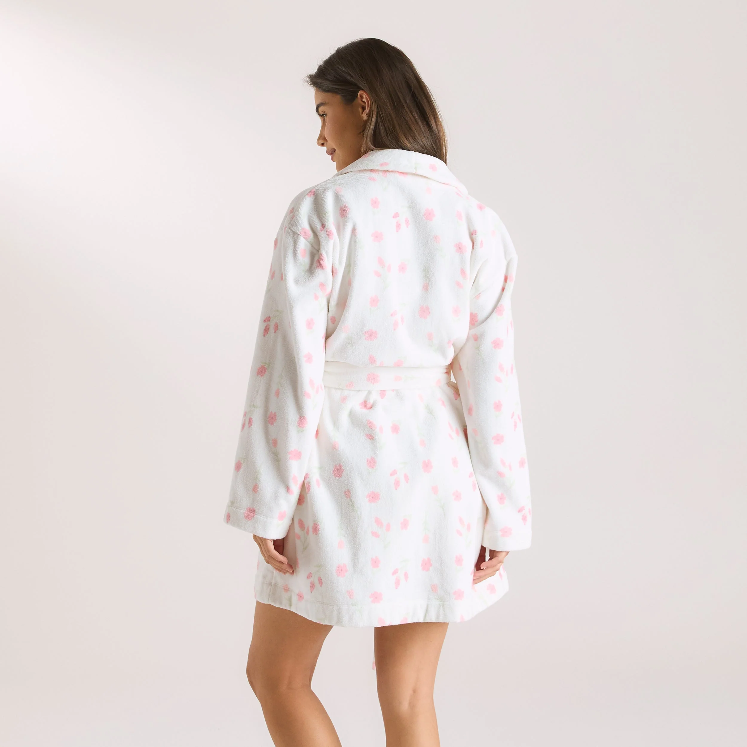 Towelling Bathrobe - Floral Print - Image 2
