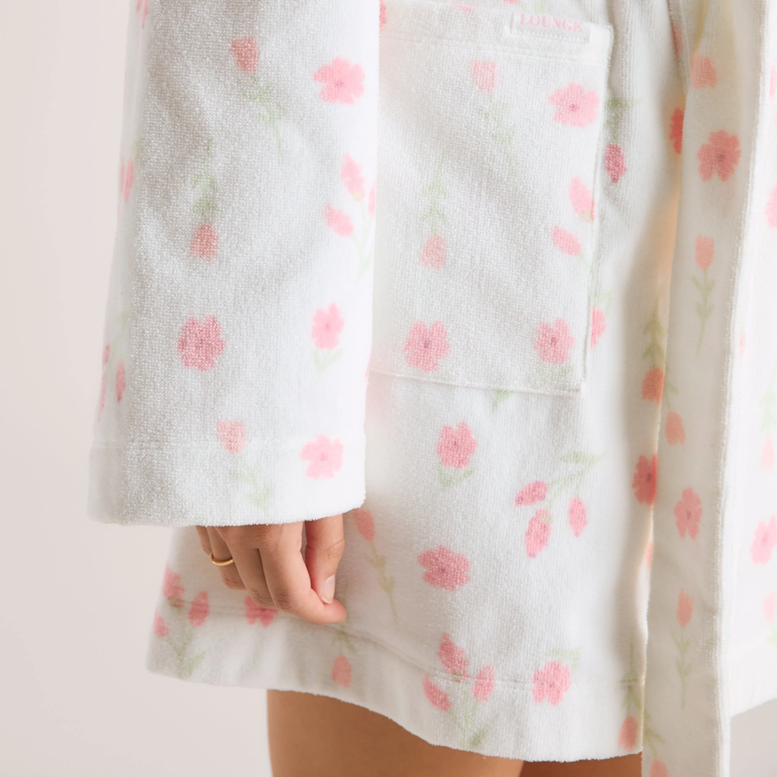 Towelling Bathrobe - Floral Print - Image 6