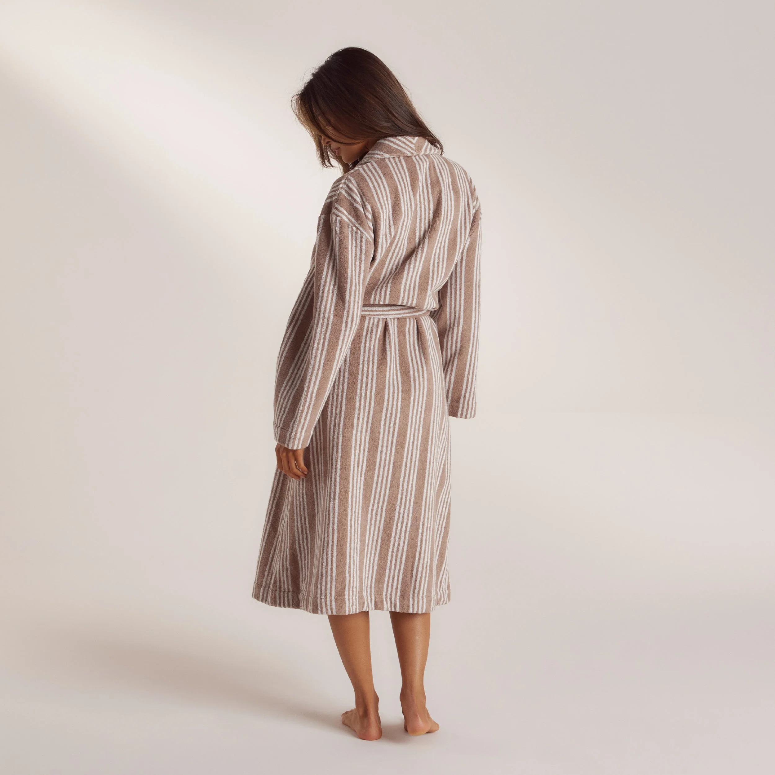 Towelling Dressing Gown - Striped Malt - Image 2