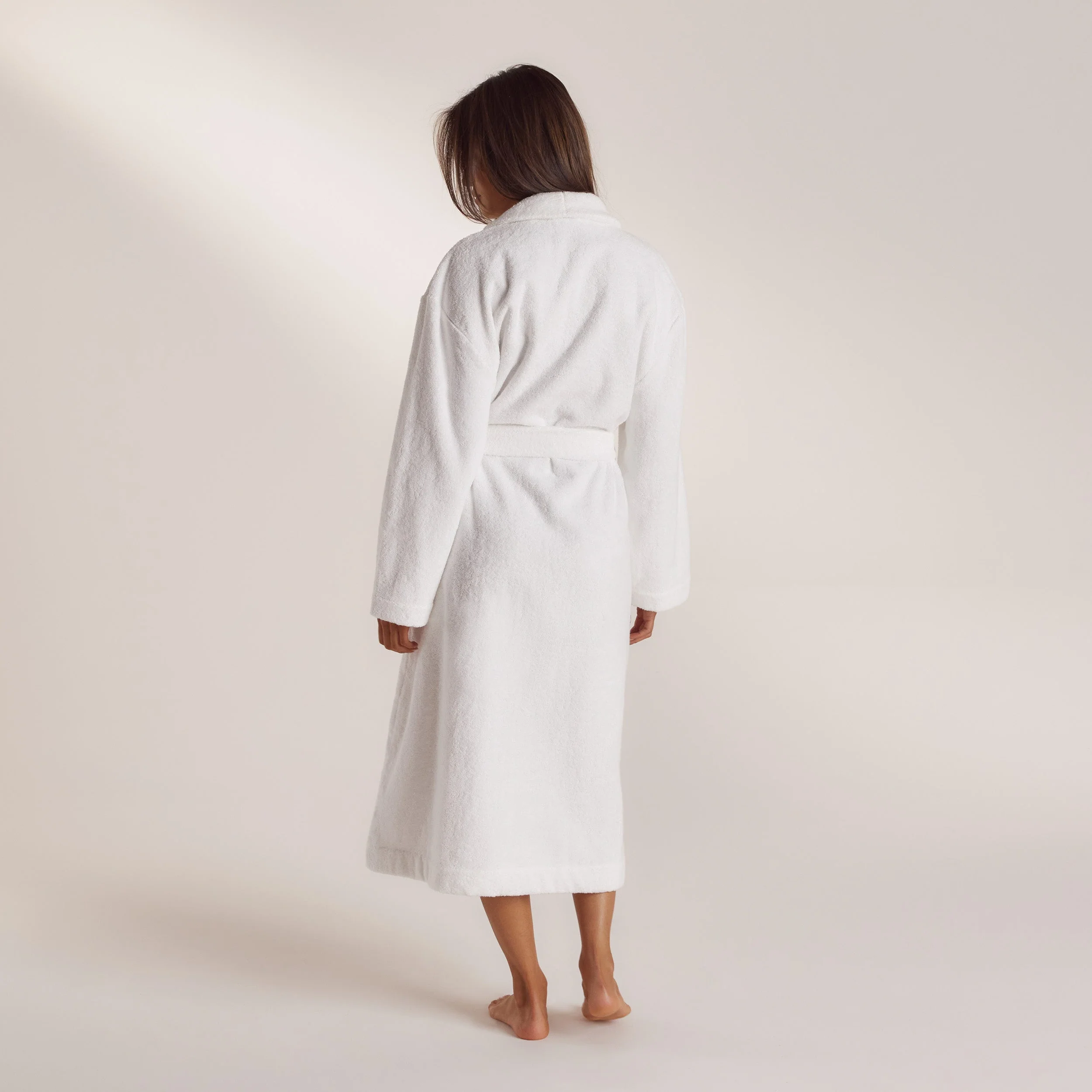 Towelling Dressing Gown - White - Image 2