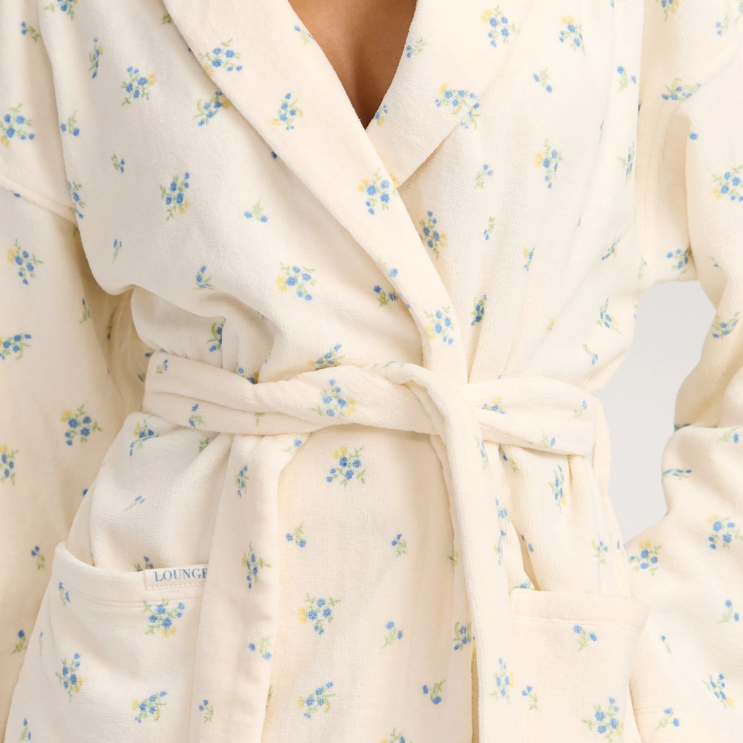 Towelling Bathrobe - Ditsy Floral Print - Image 4