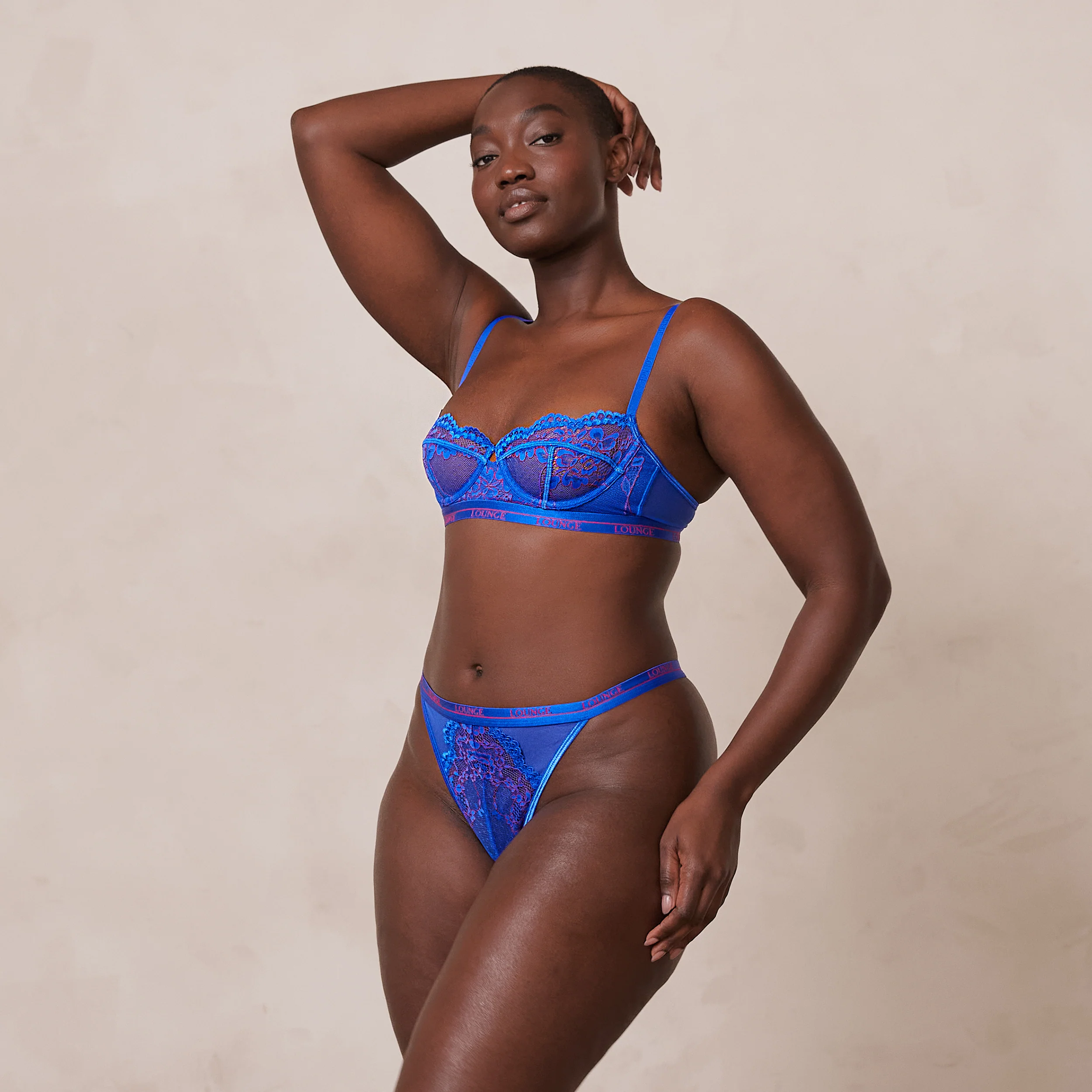 Two-Tone Blossom Balcony Bra - Blue - Image 11
