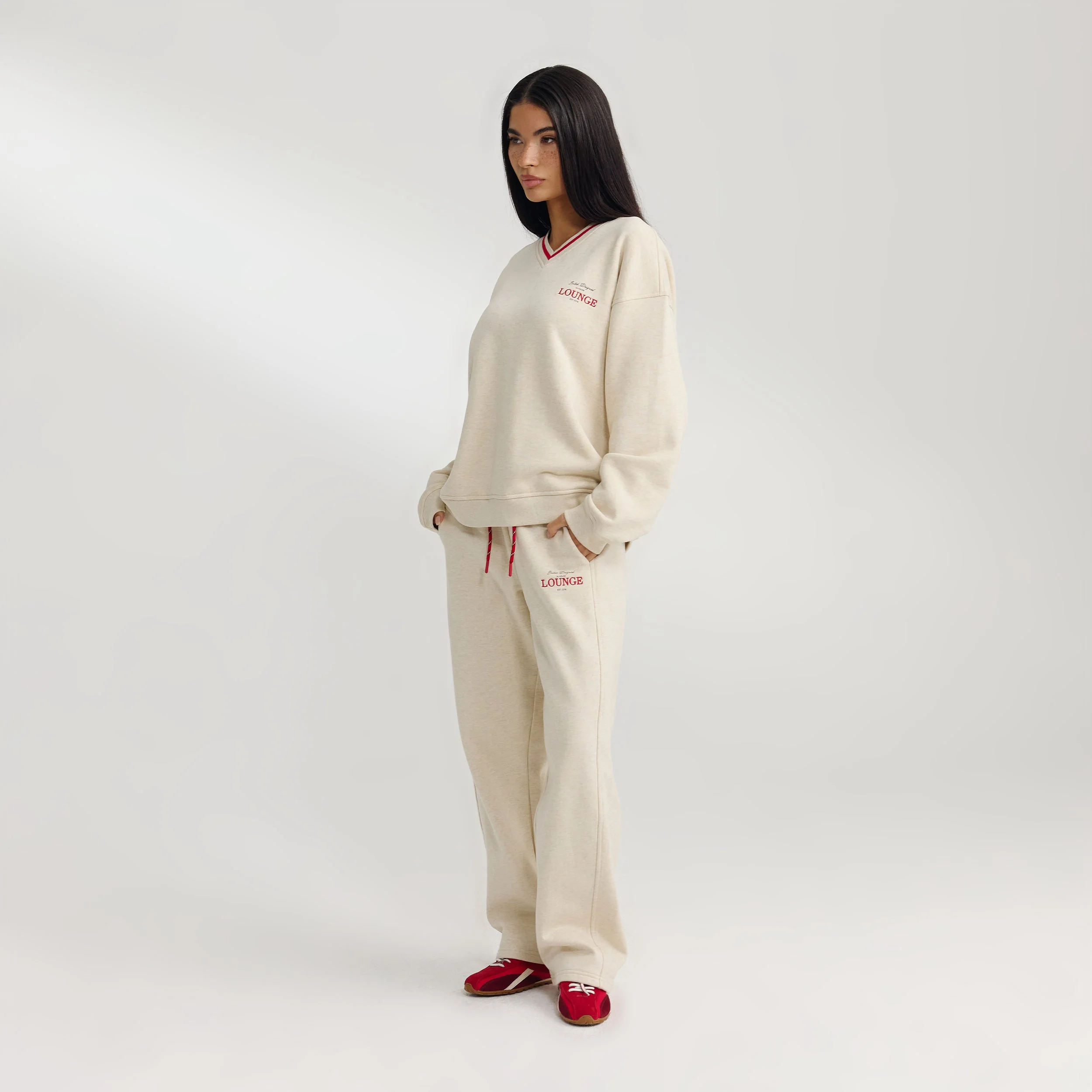 V-Neck Jumper - Oat Marl - Image 3