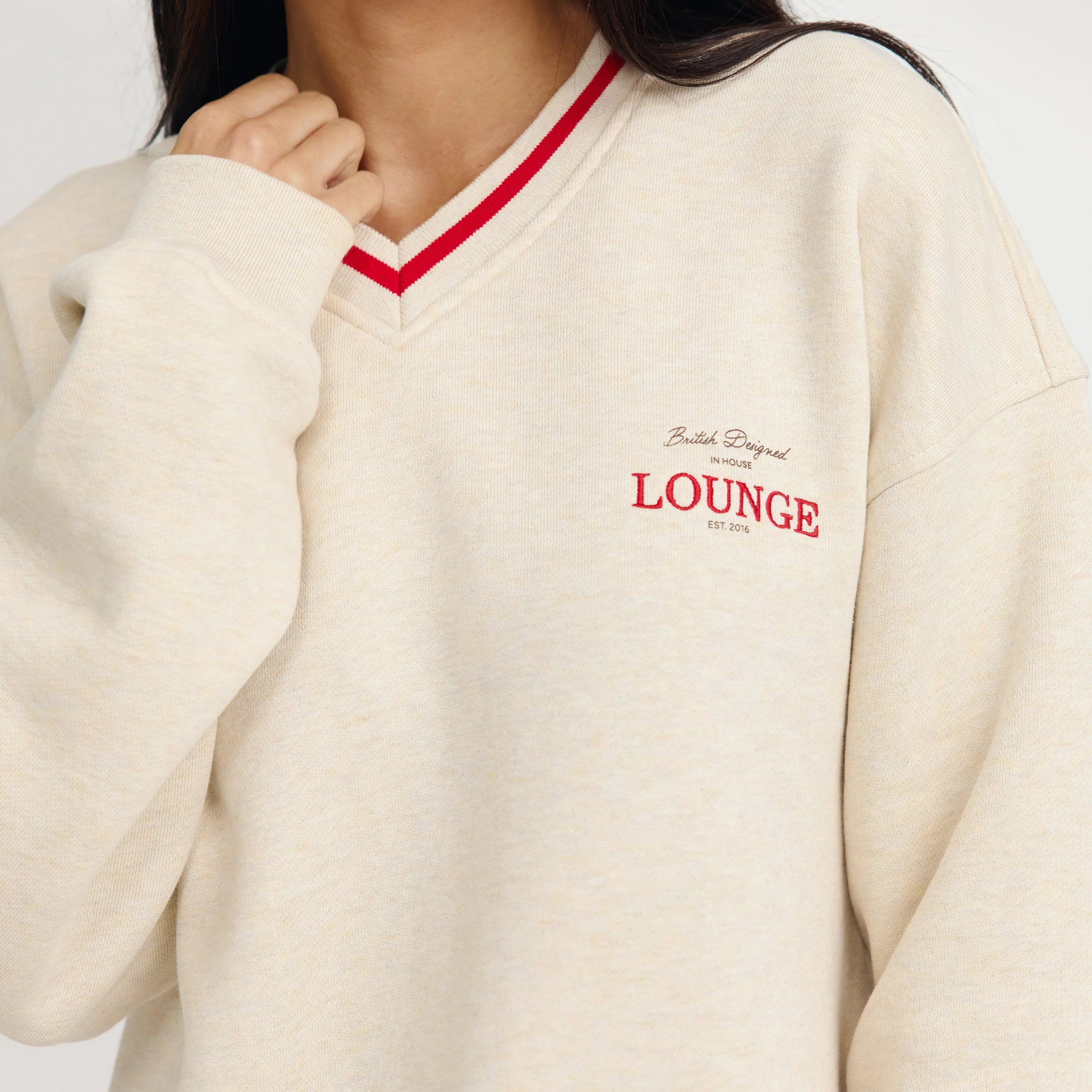 V-Neck Jumper - Oat Marl - Image 6