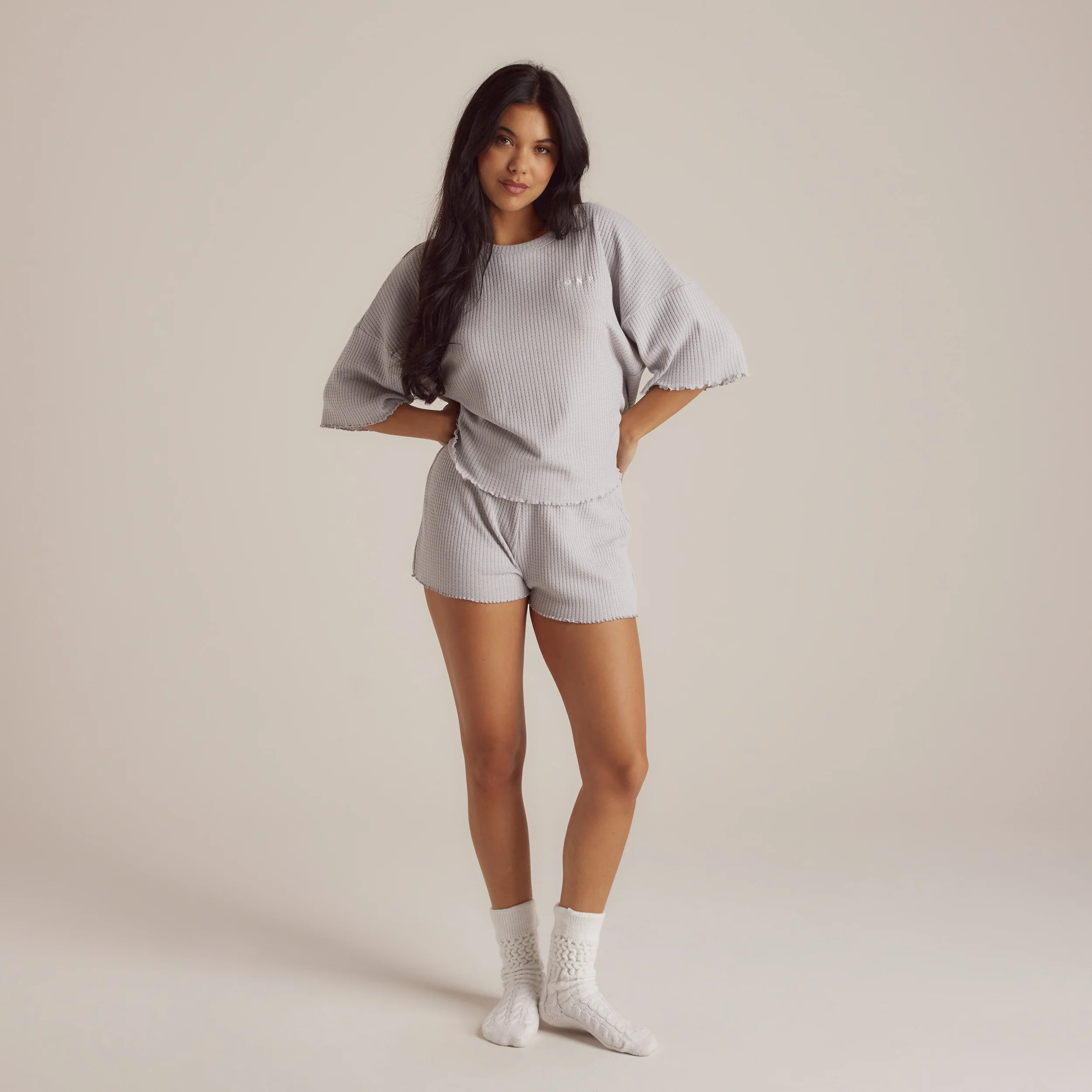 Soft Waffle Pyjama Shorts - Frost - Image 6