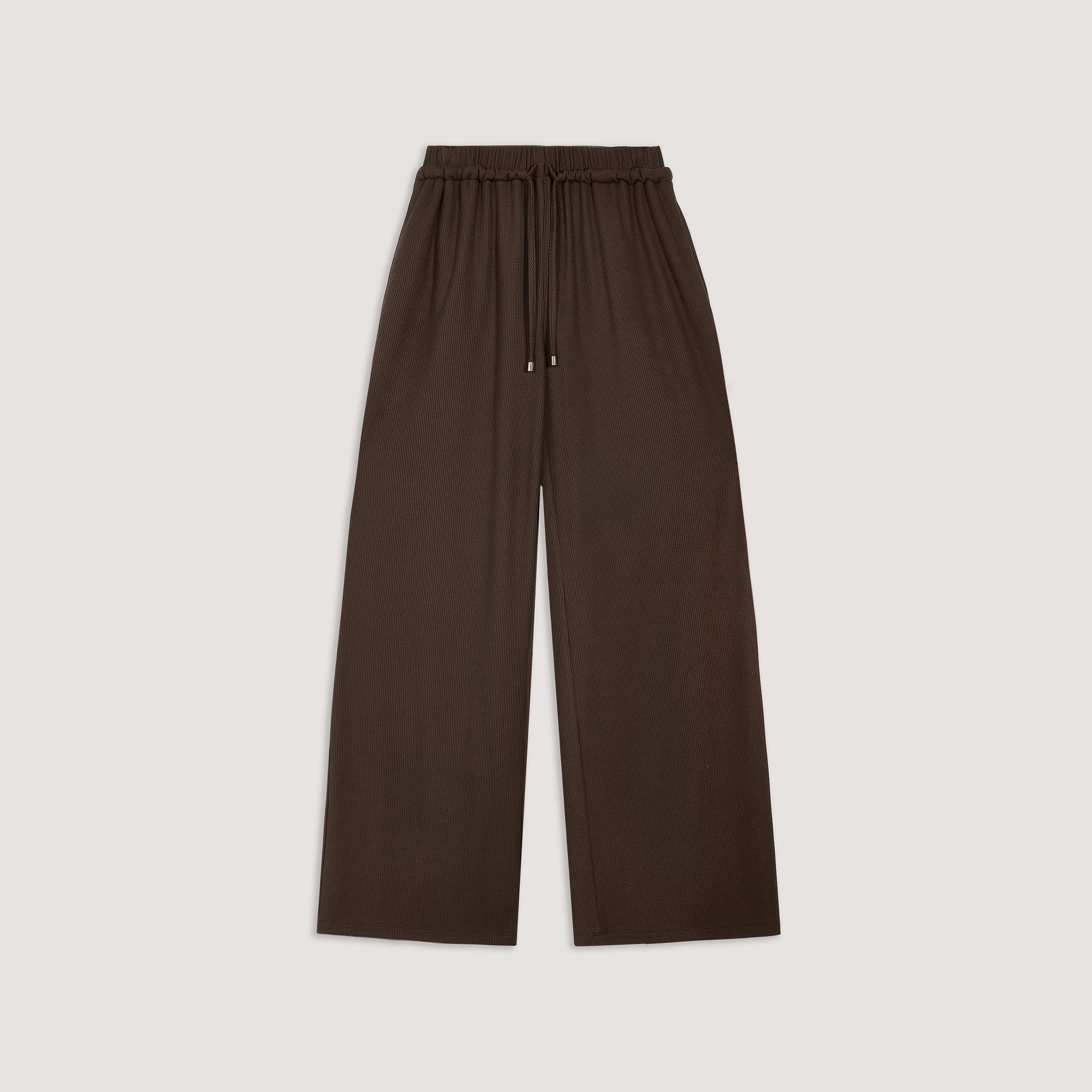 Waffle Wide Leg Trousers - Chocolate - Image 7
