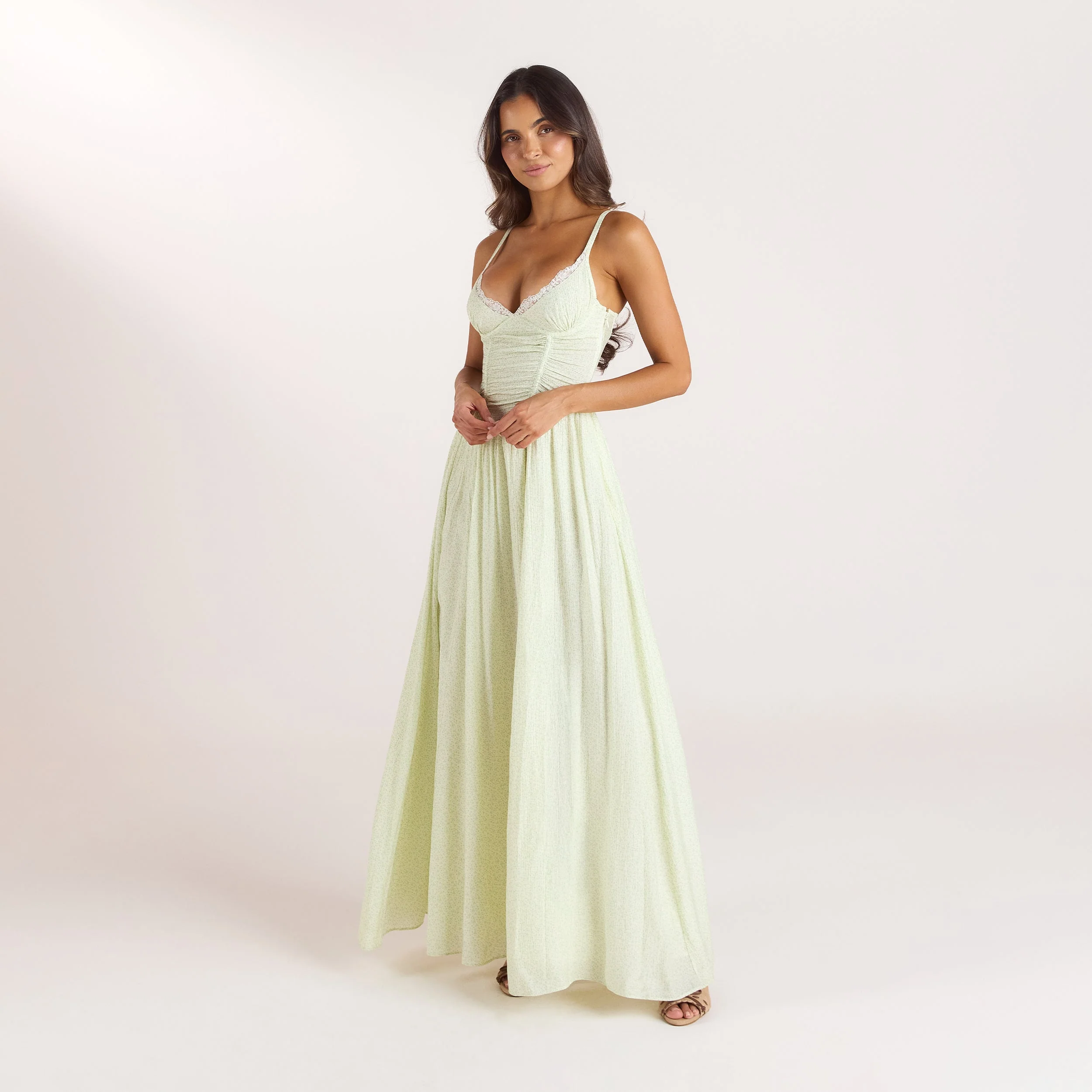 Wired Plunge Maxi Dress - Cream Floral - Image 5